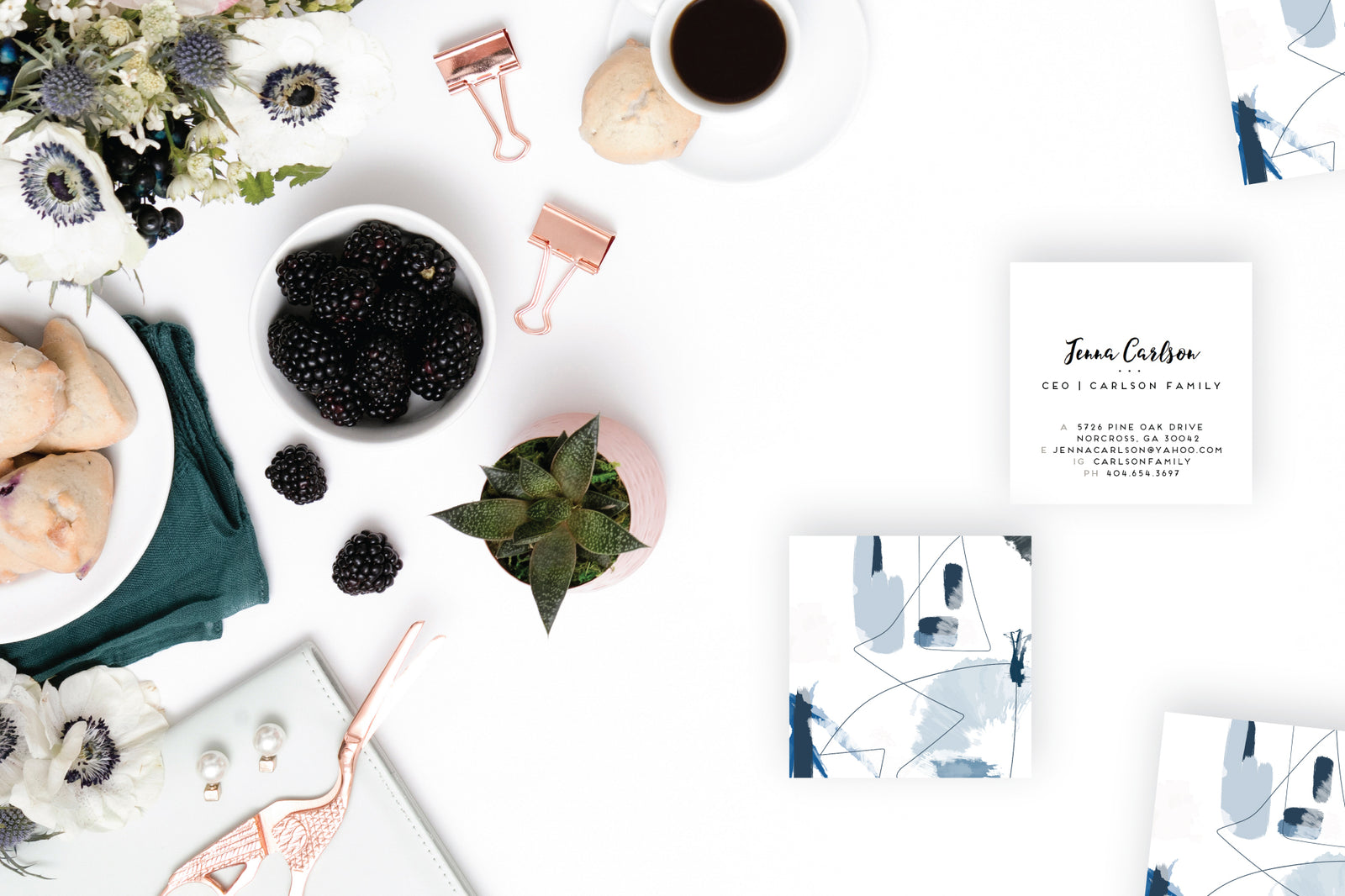 Shades of Blue and Black Abstract Calling Cards