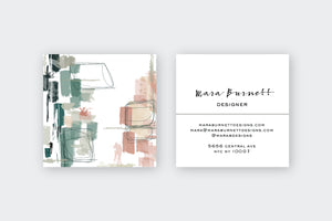 Sage + Coral Abstract Abstract Calling Cards