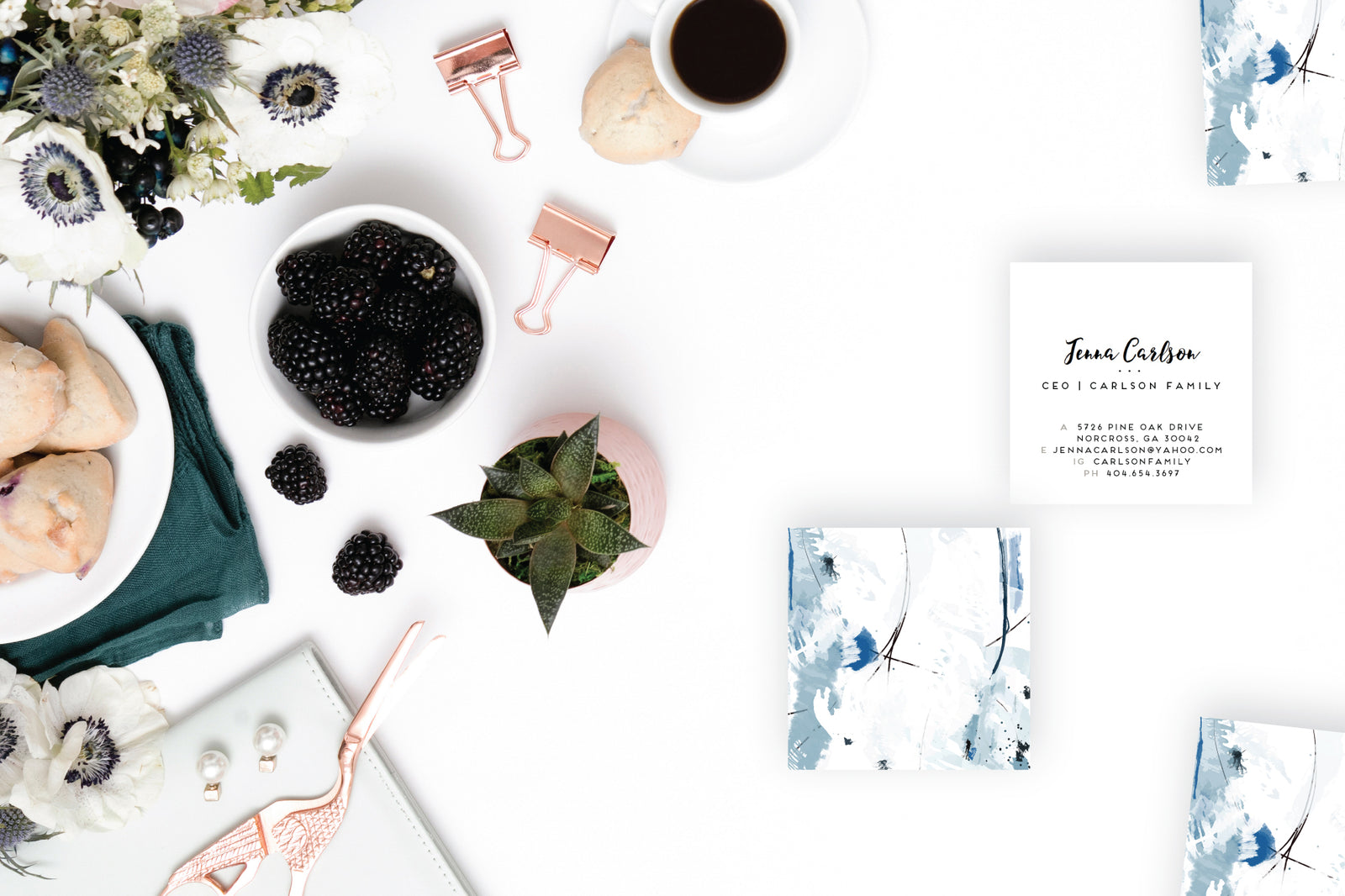 Shades of Blue Abstract Calling Cards