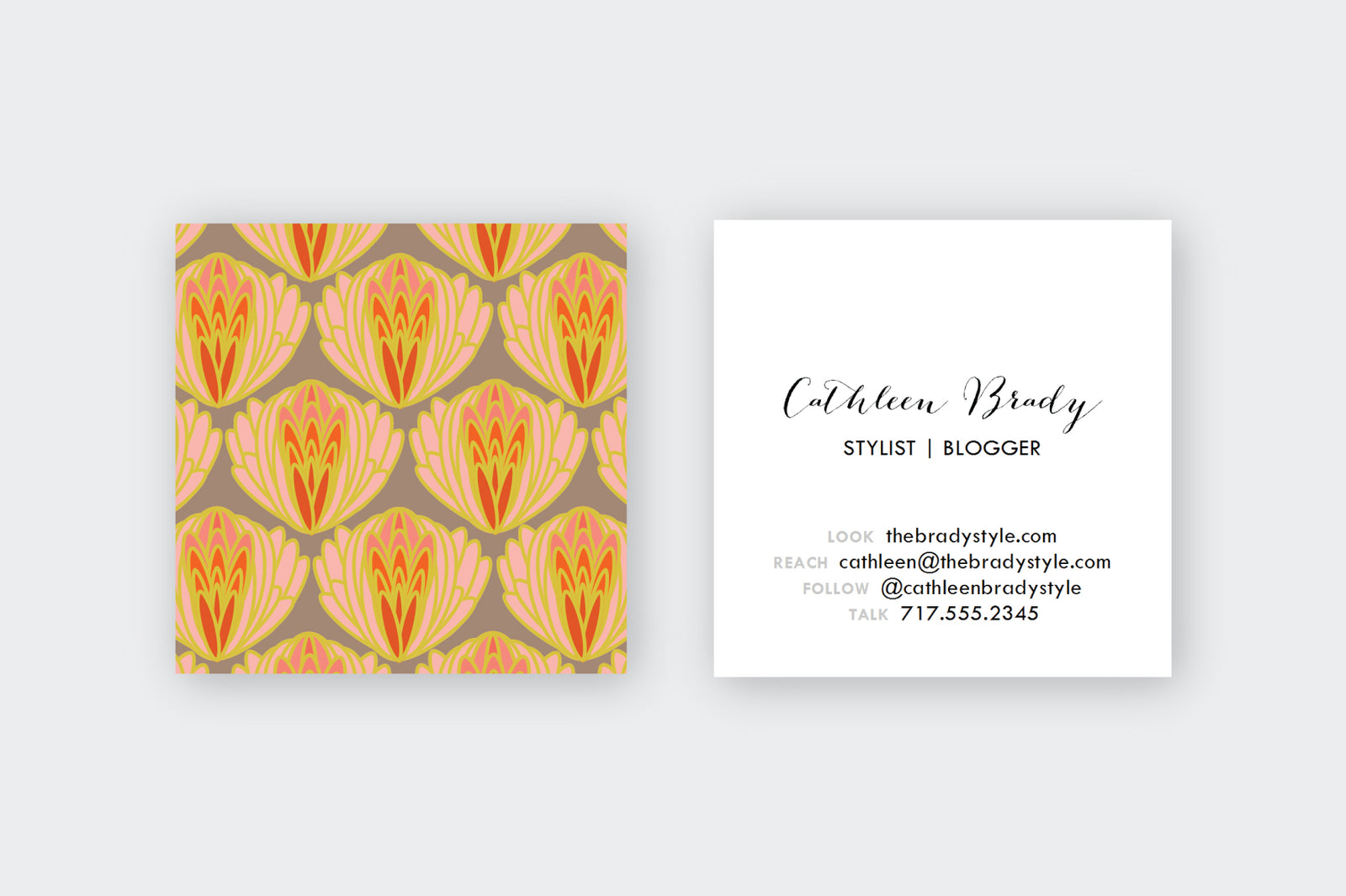Coral Artichoke Pattern Calling Cards
