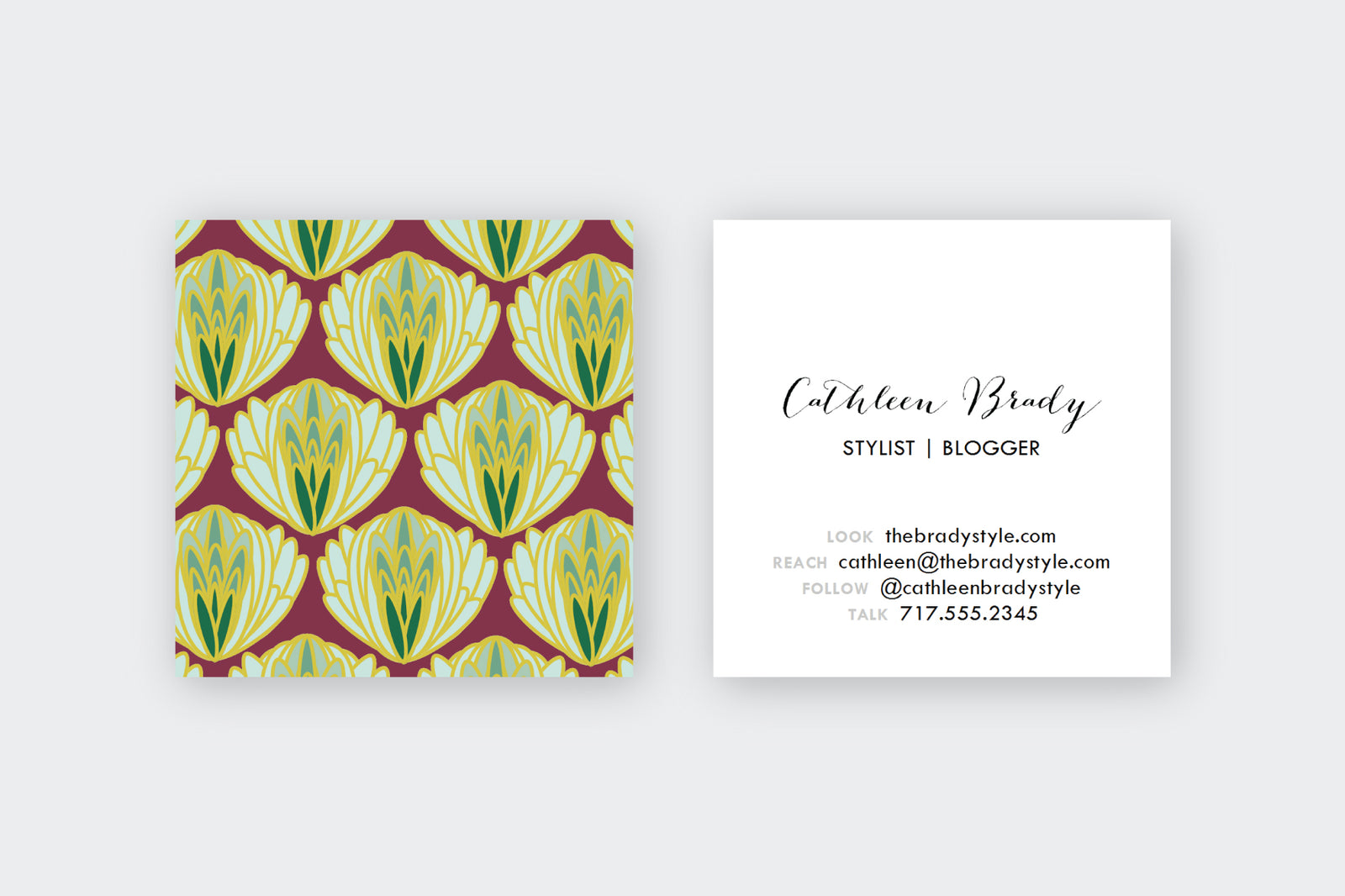 Green Artichoke Pattern Calling Cards