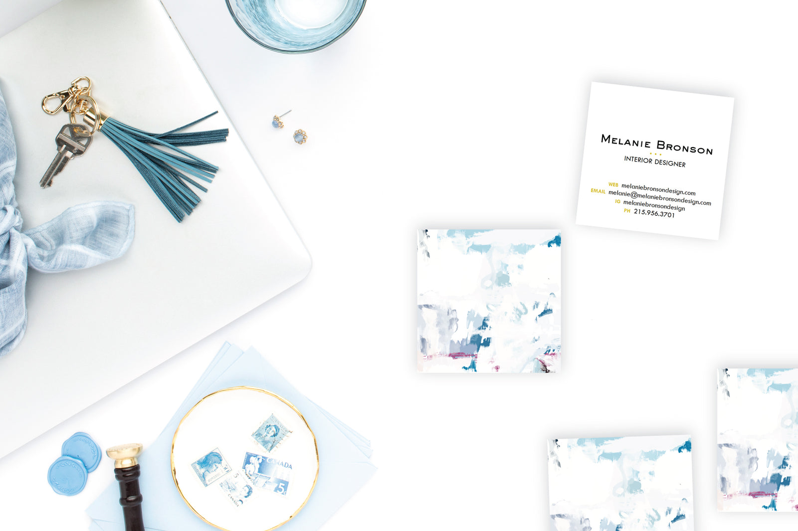 Abstract Blues|White Calling Cards