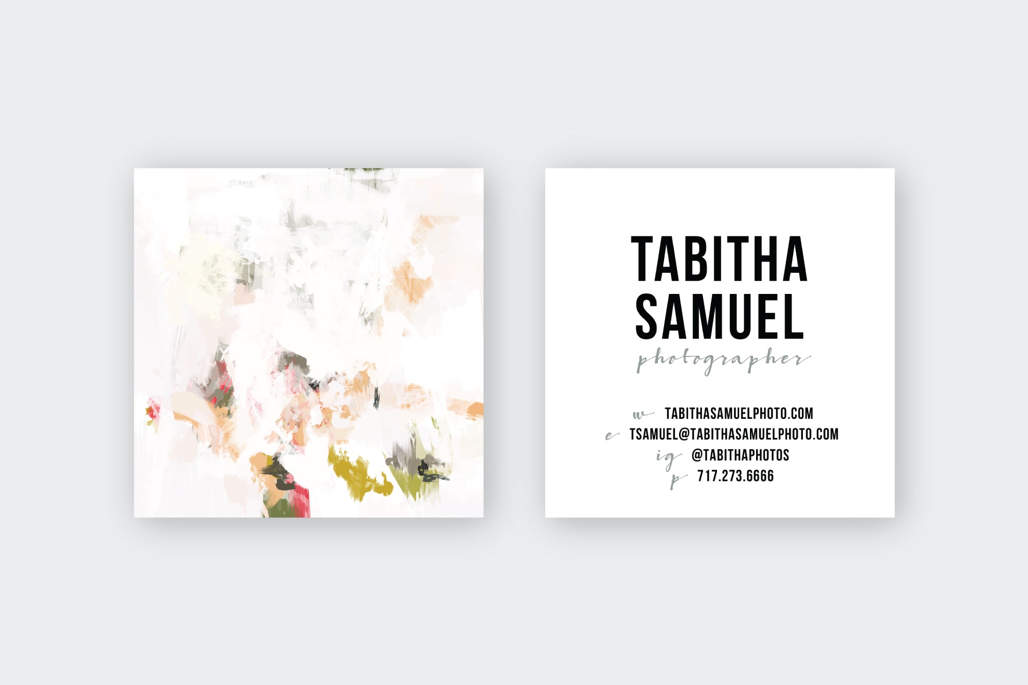 Abstract Peach|White Calling Cards