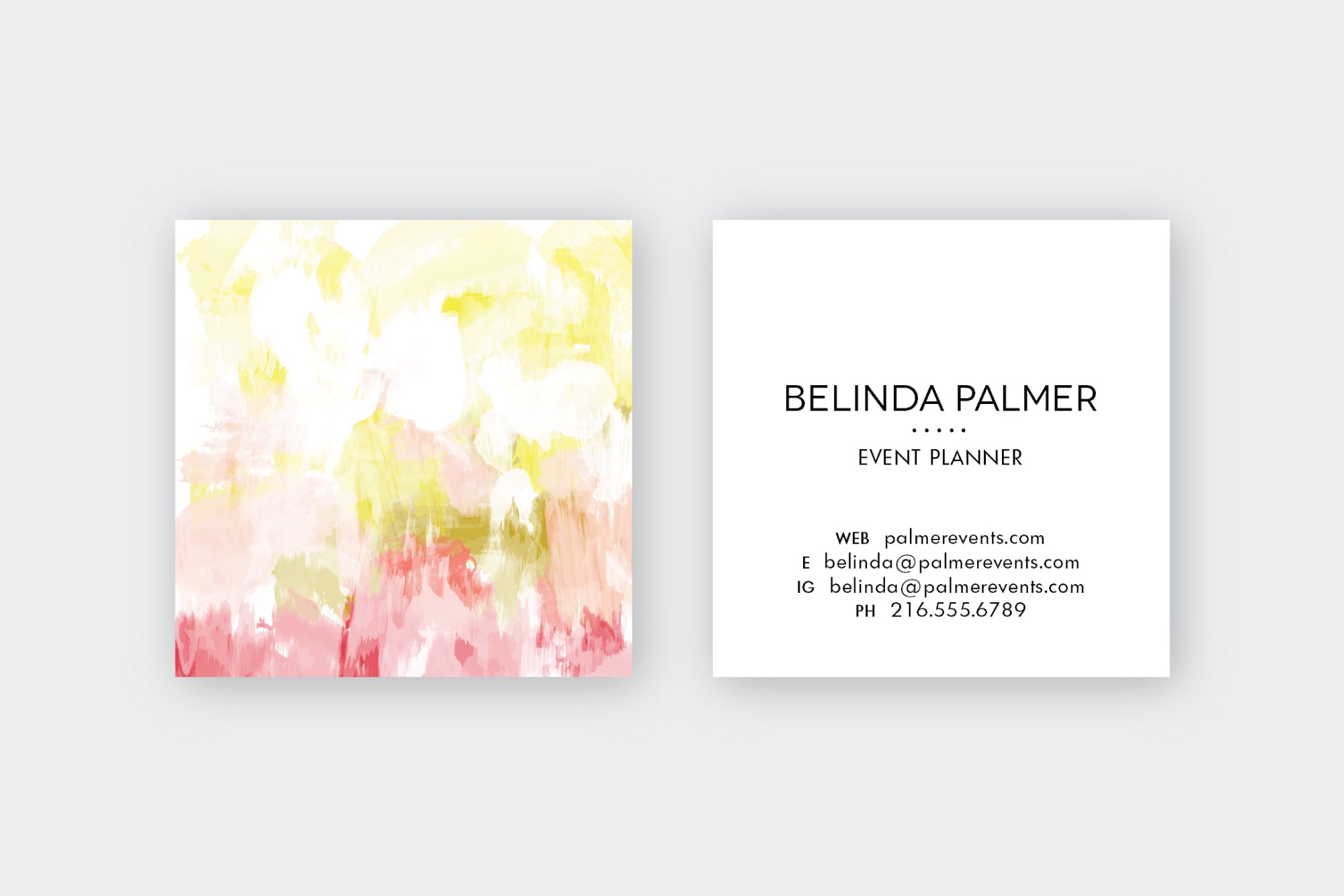 Abstract Yellow|Coral Calling Cards