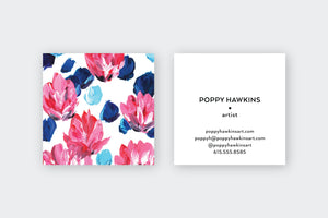 Blue|Pink Floral Handpainted Calling Cards