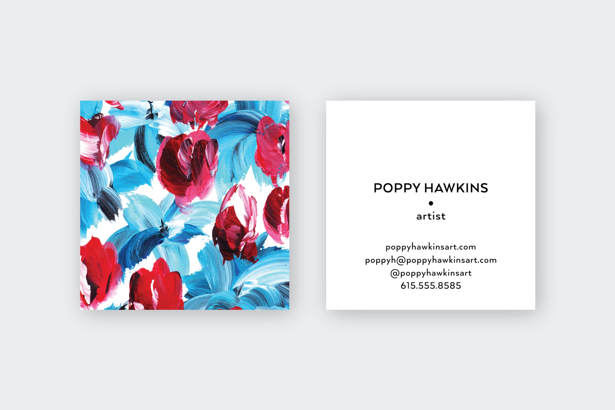Blue|Red Floral Handpainted Calling Cards
