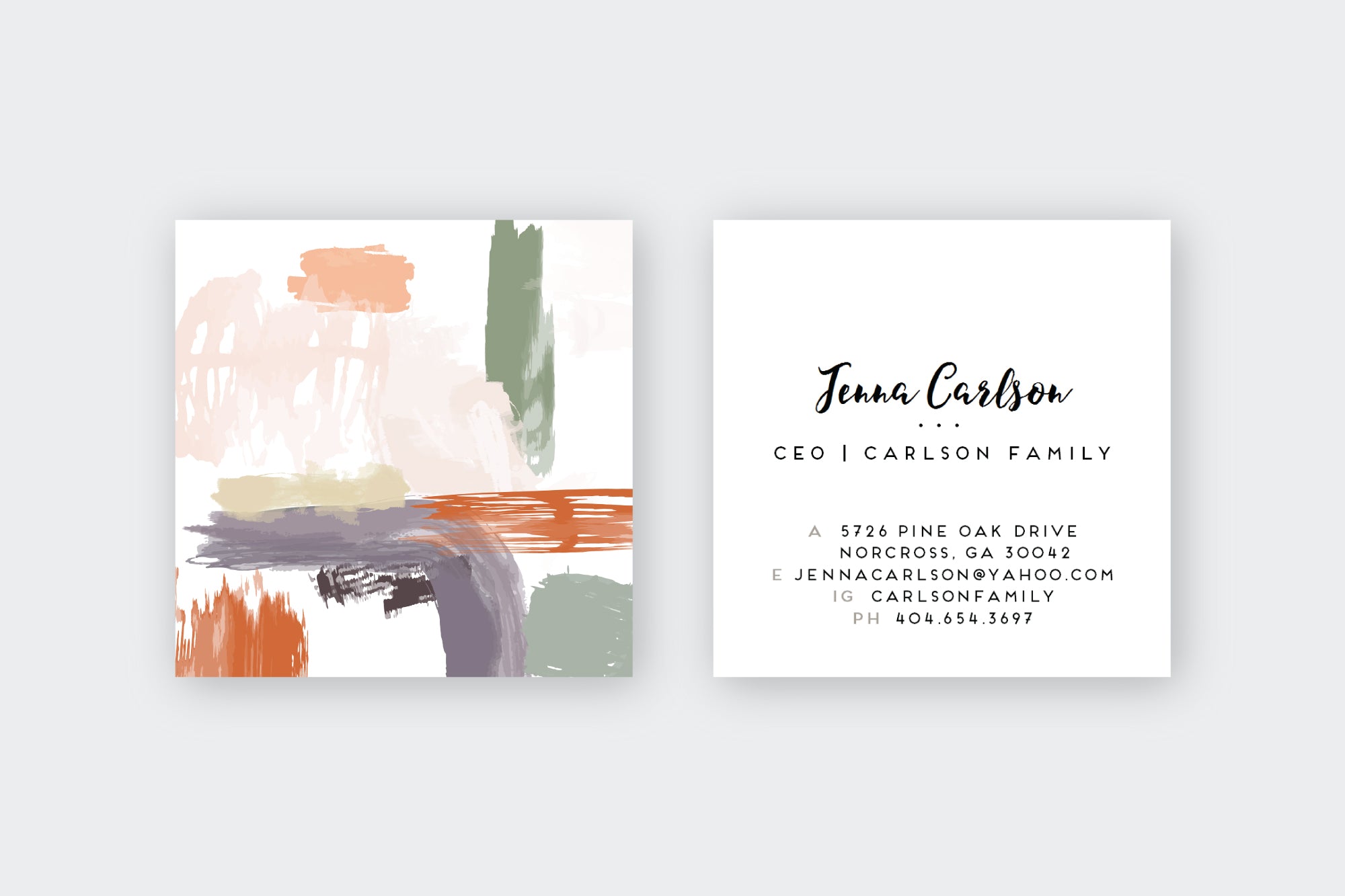 Muted Abstract Purple/Orange Calling Cards
