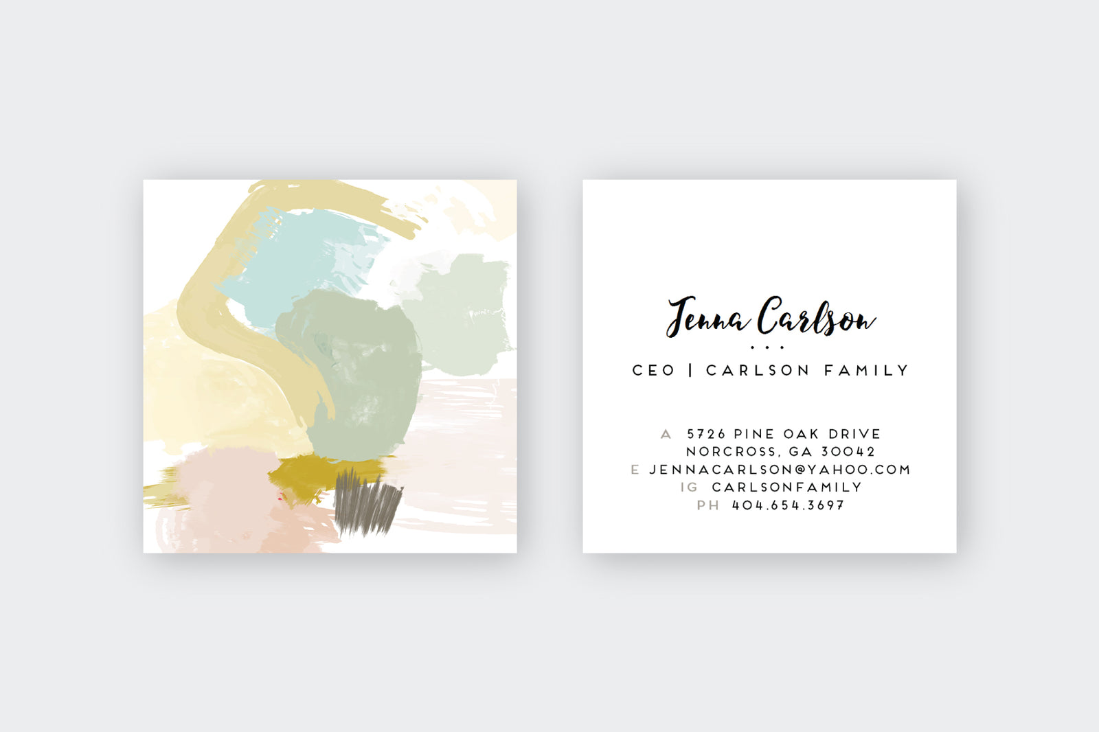 Muted Abstract Golds/Sage Calling Cards