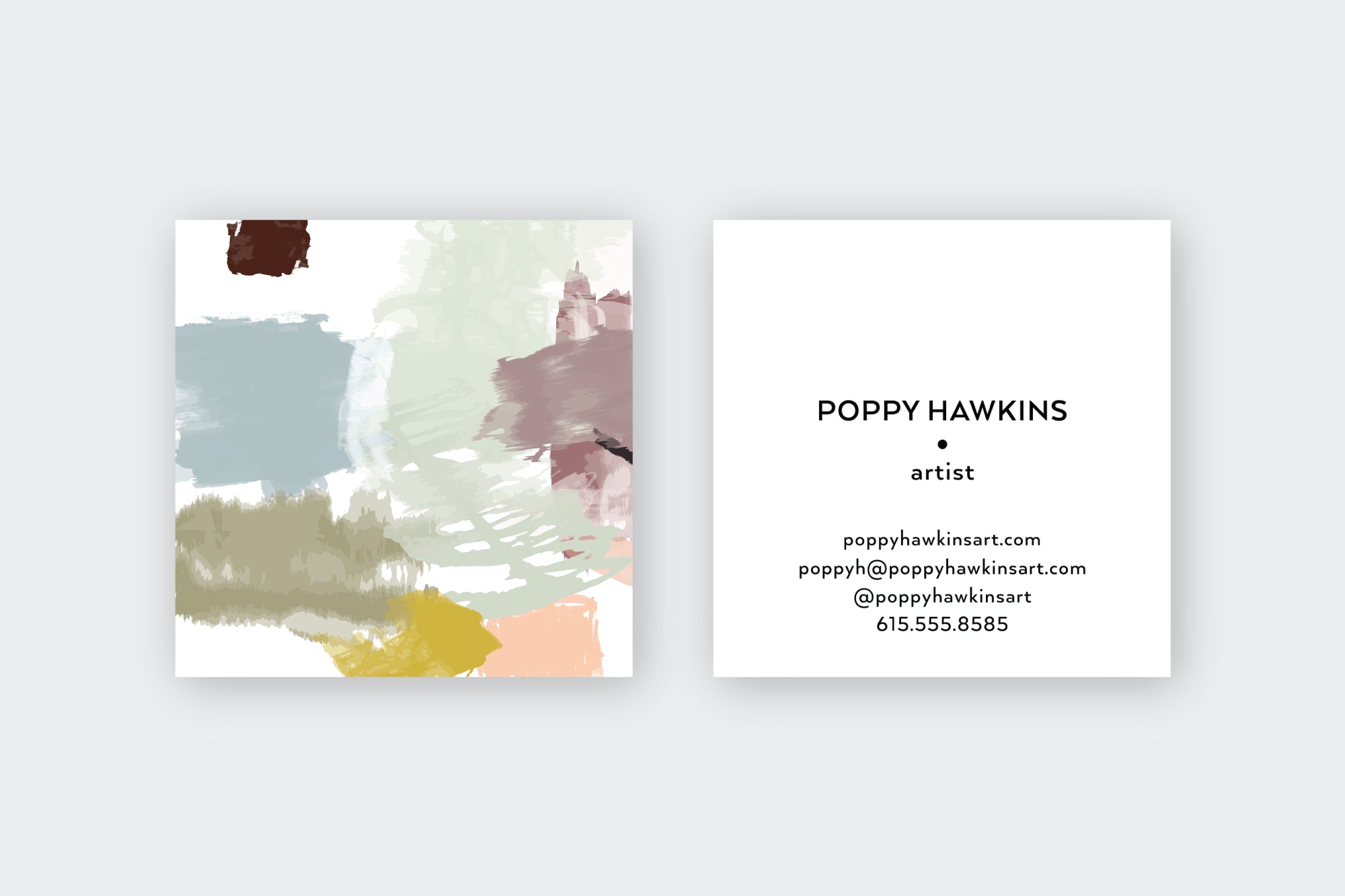 Muted Abstract Sages Calling Cards
