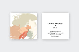 Muted Abstract Corals/Taupe Calling Cards