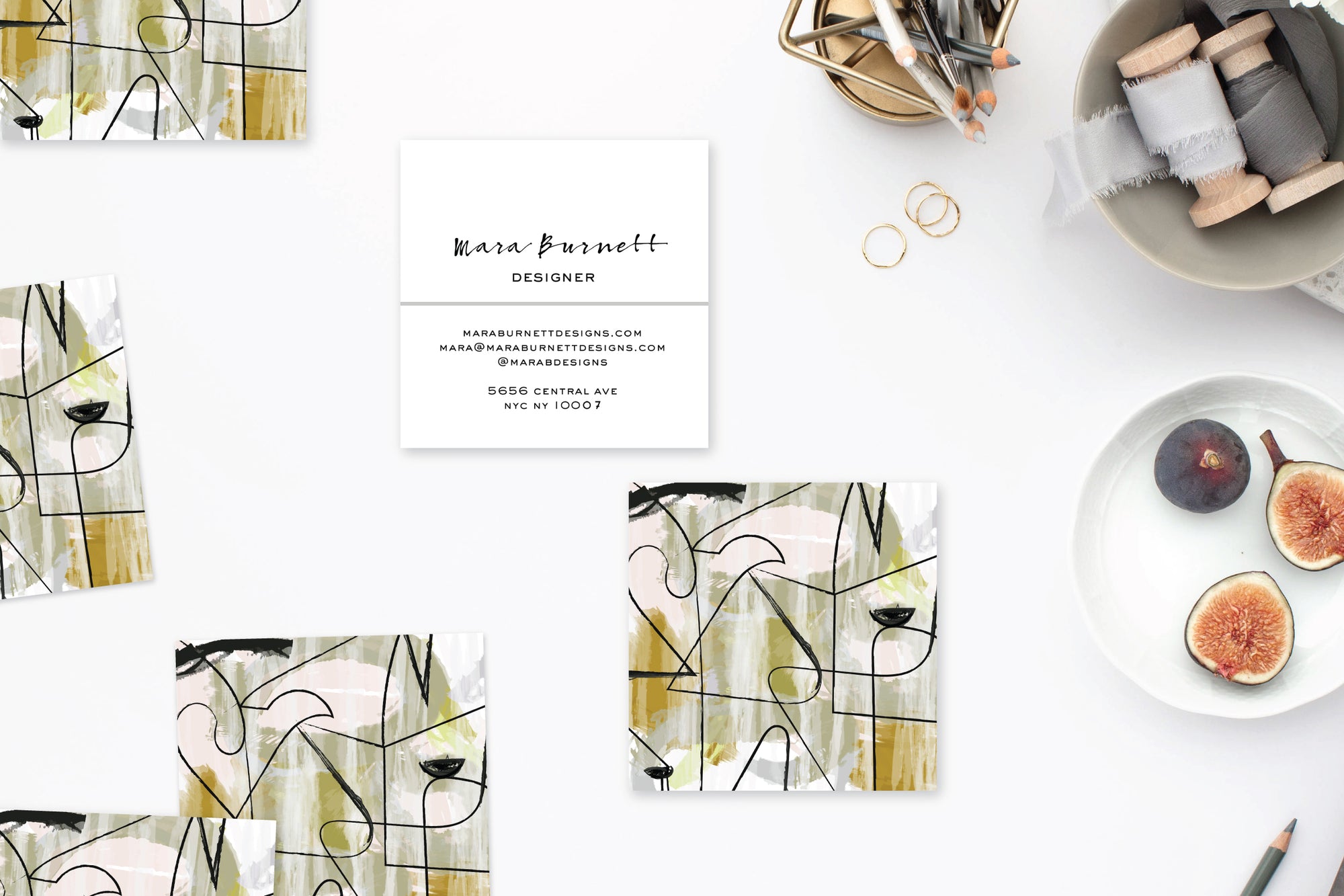 Gold|Greys Abstract Calling Cards