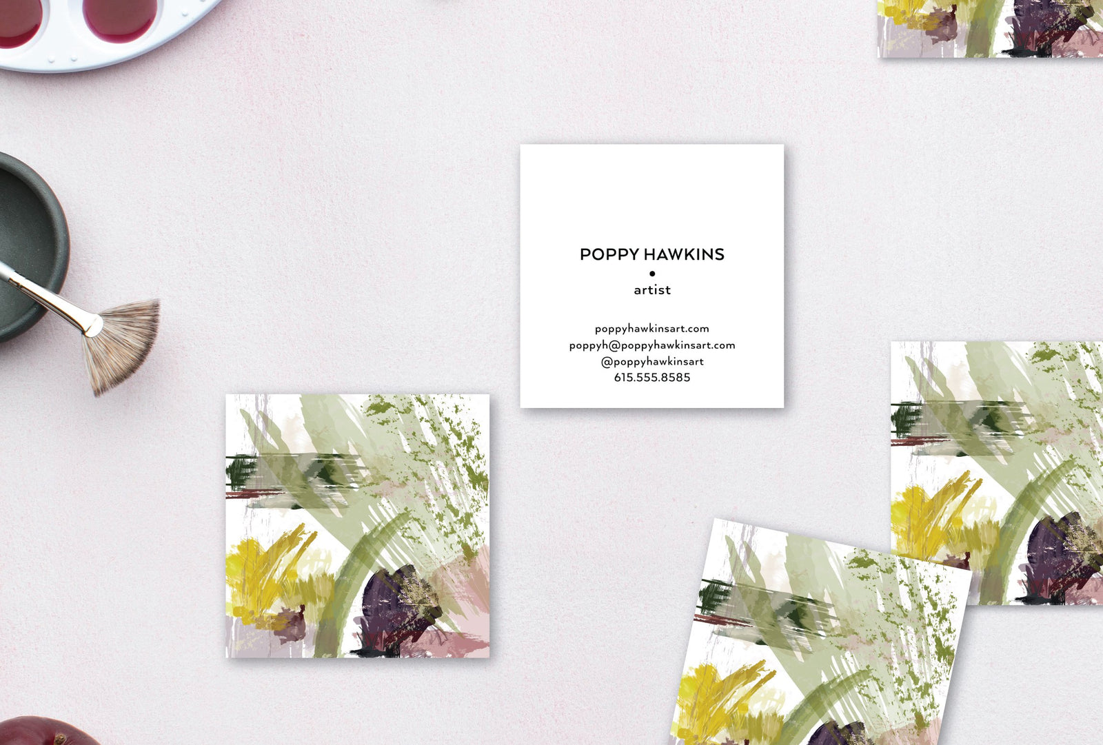 Abstract Sage | Plum | Gold Calling Cards #7