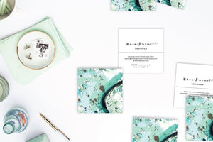 Abstract #4 Calling Cards | Square Business Cards Mint Marble Lifestyle