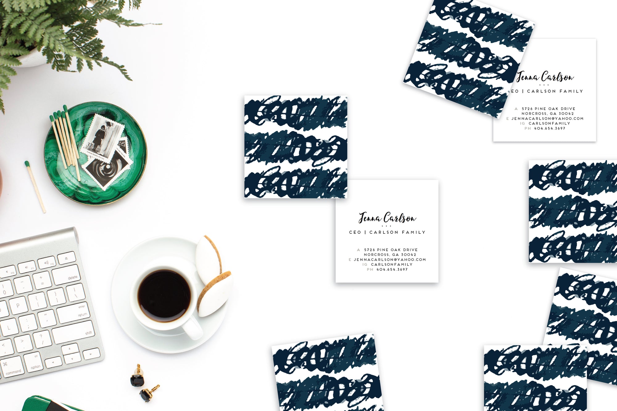 Abstract Indigo Squiggles Calling Cards