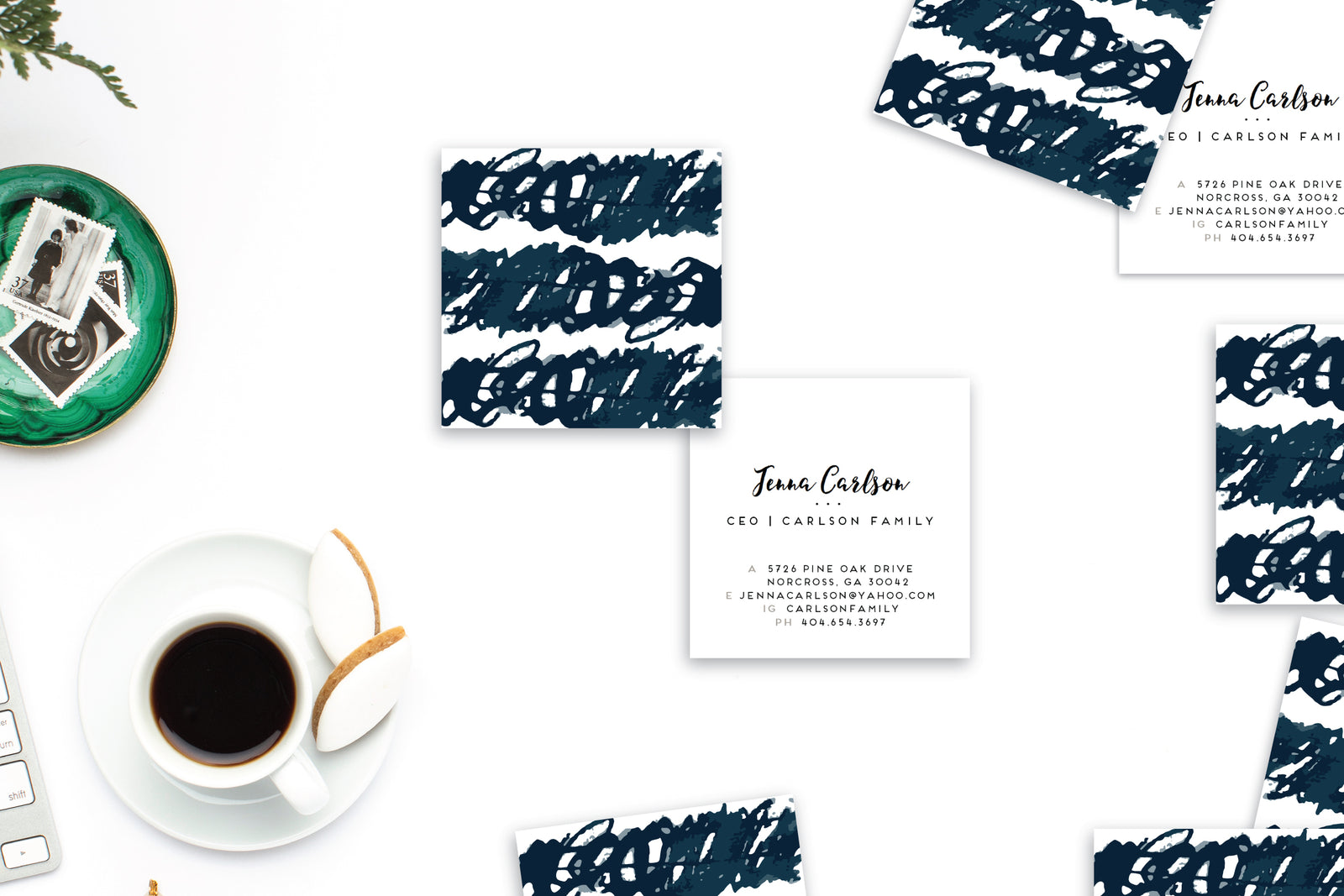 Abstract Indigo Squiggles Calling Cards