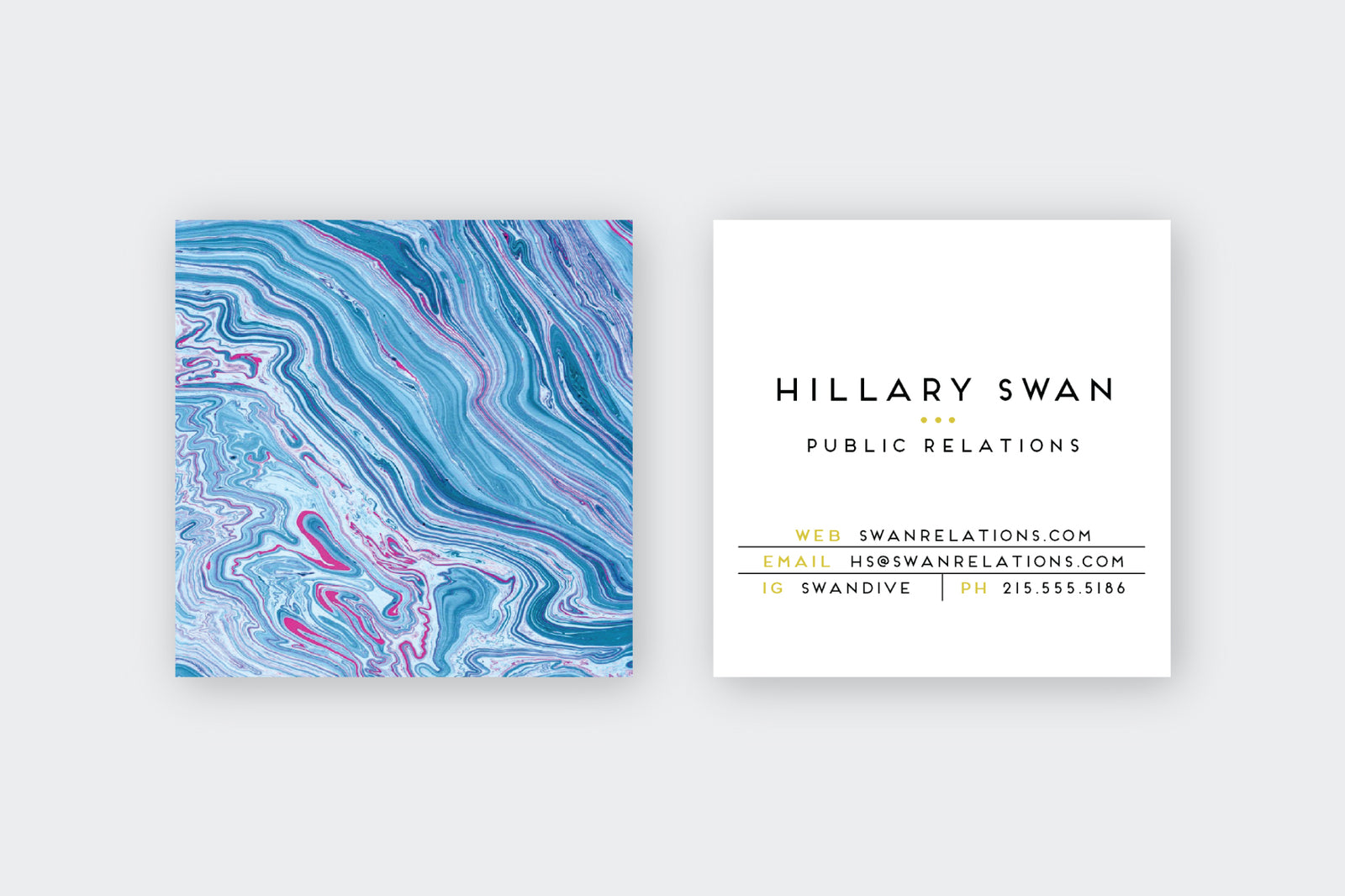 Indigo|Fuschia Marble Calling Cards