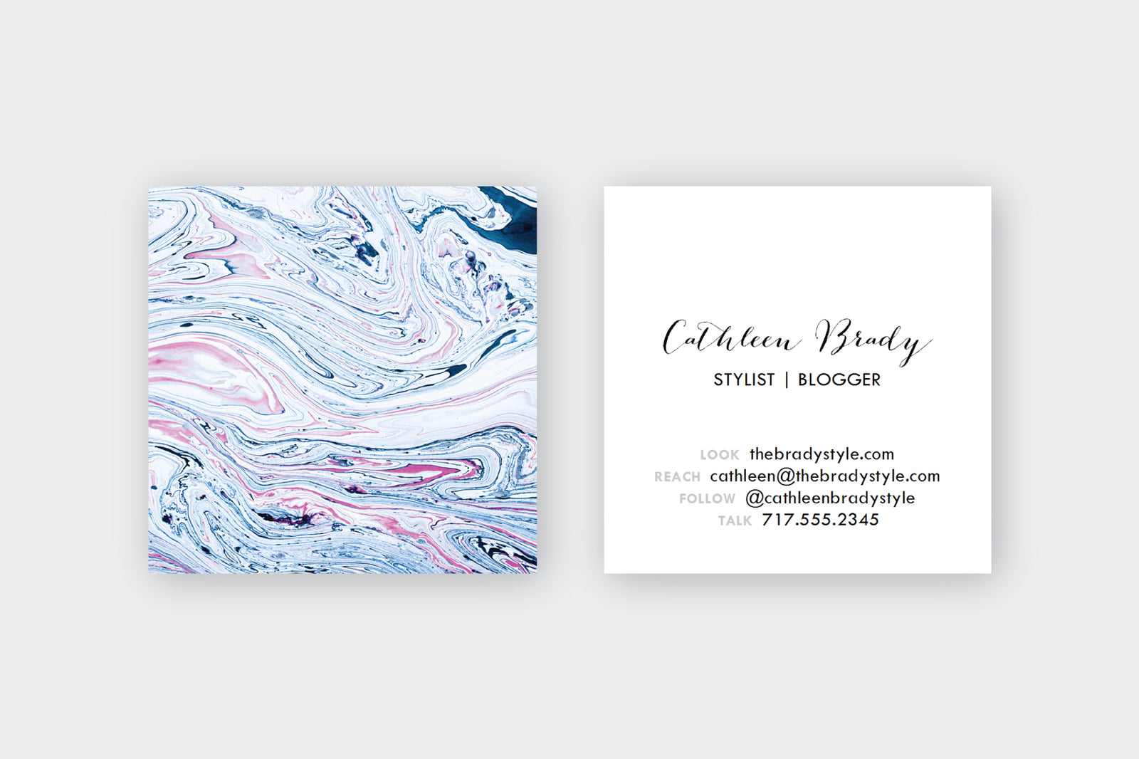 Indigo|Pink BOHO Marble Calling Cards