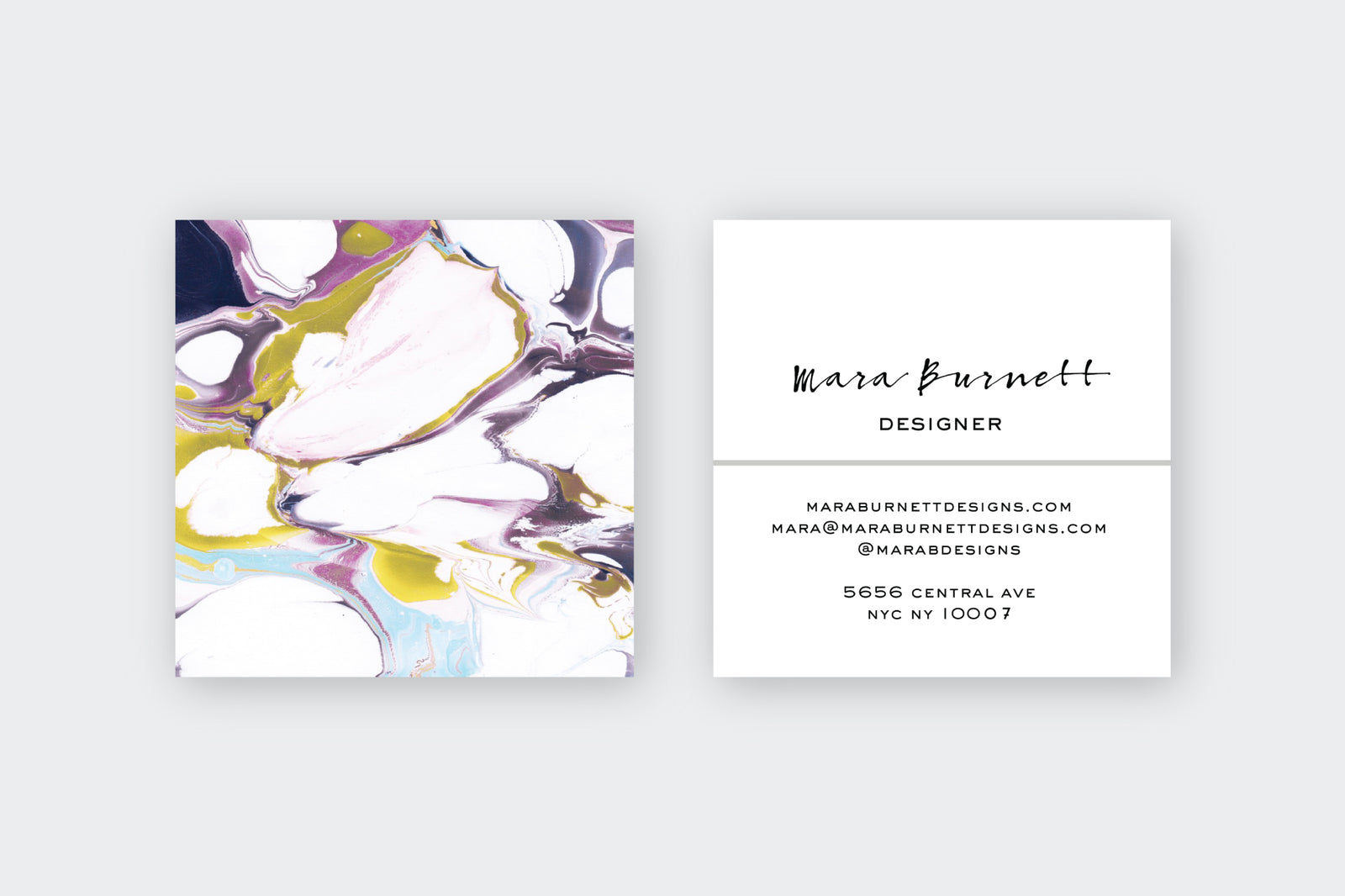 Bold Marble Aubergine Calling Cards