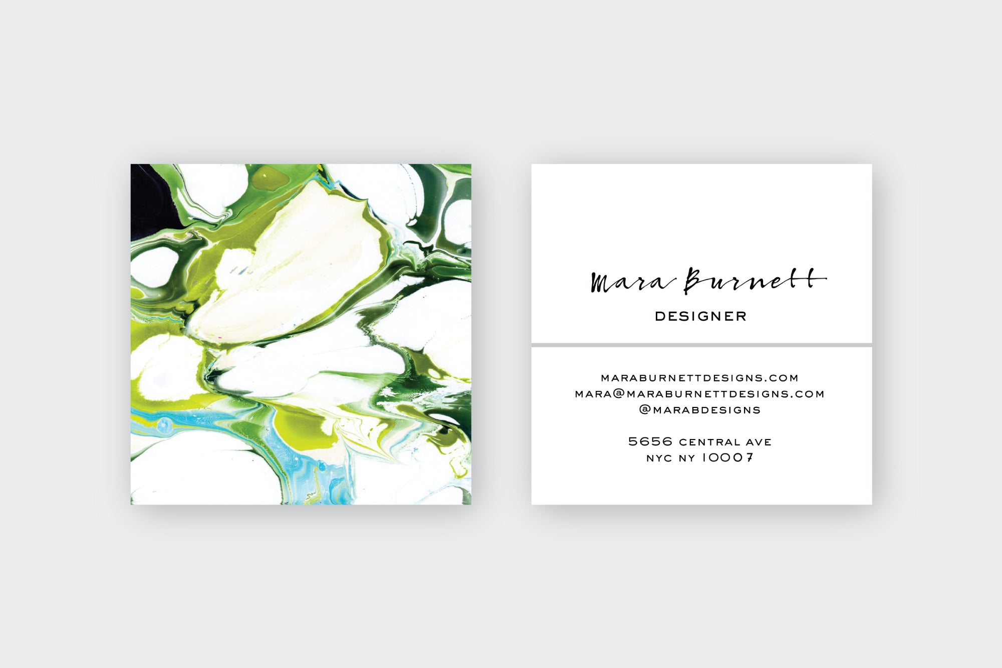Bold Marble Green Calling Cards