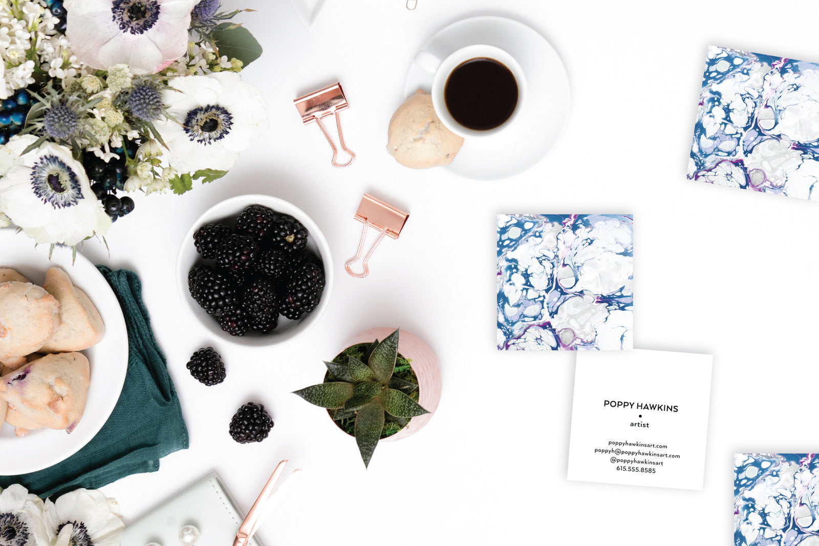Cerulean|Indigo|Beet Marble Calling Cards