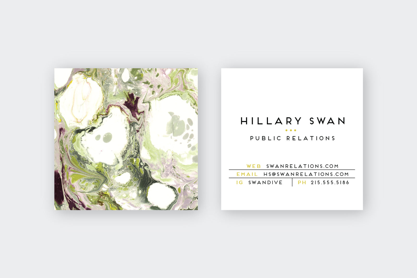 Chartreuse|Aubergine Marble Calling Cards