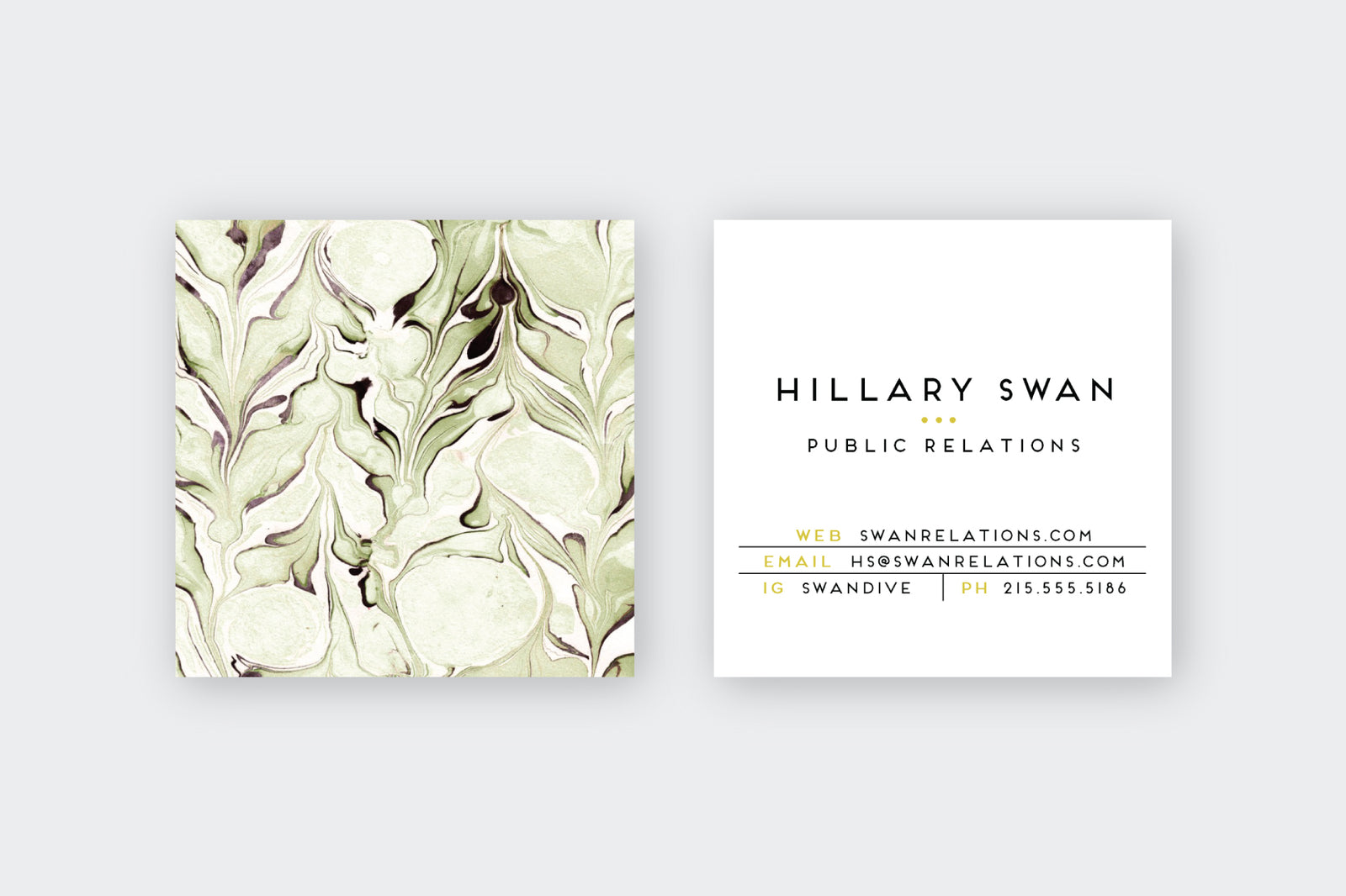 Sage|Aubergine Marble Calling Cards
