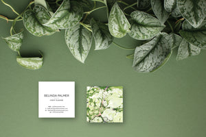 Greens|Coral Pink Marble Calling Cards