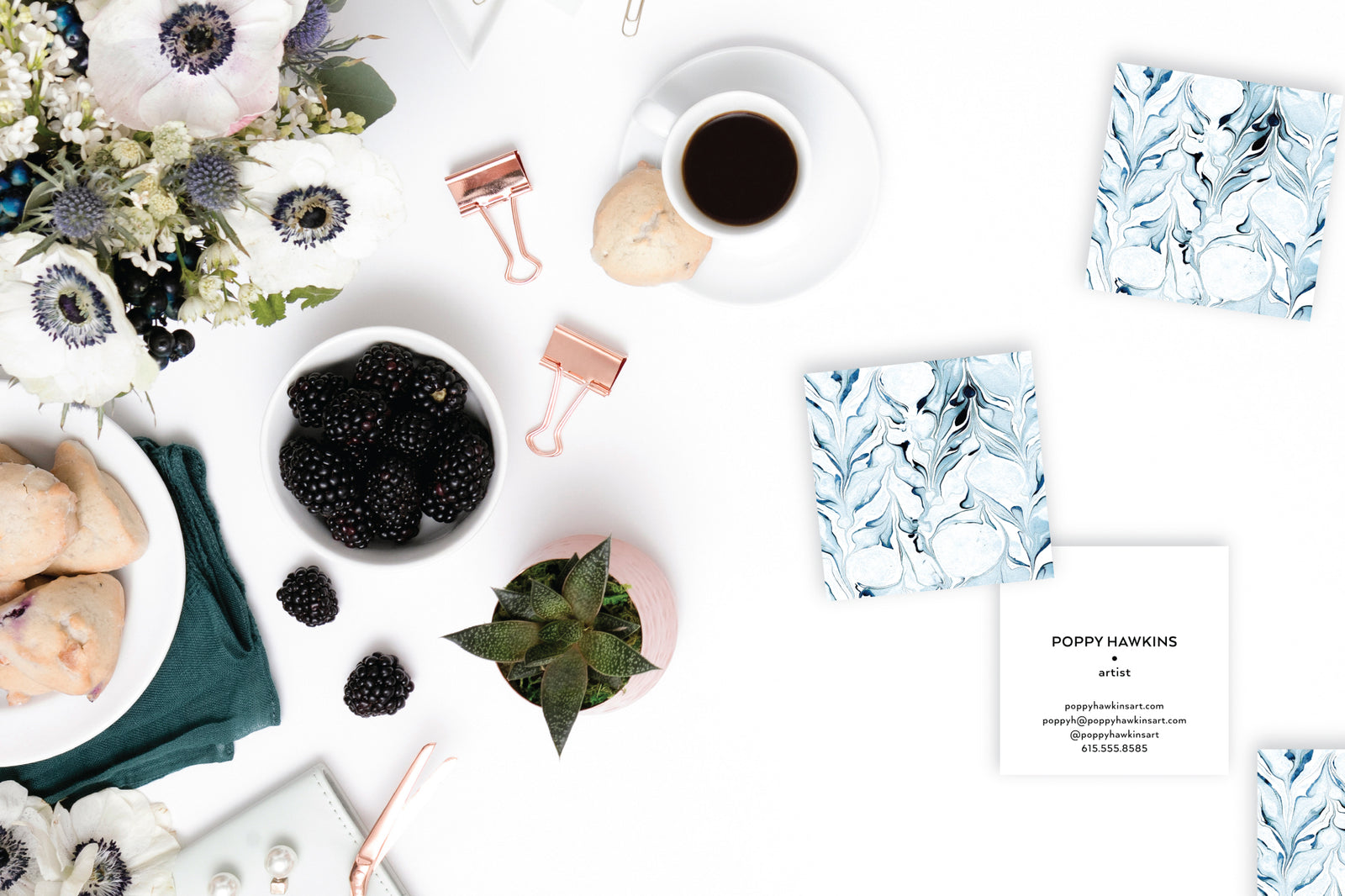 Indigo Marble Calling Cards