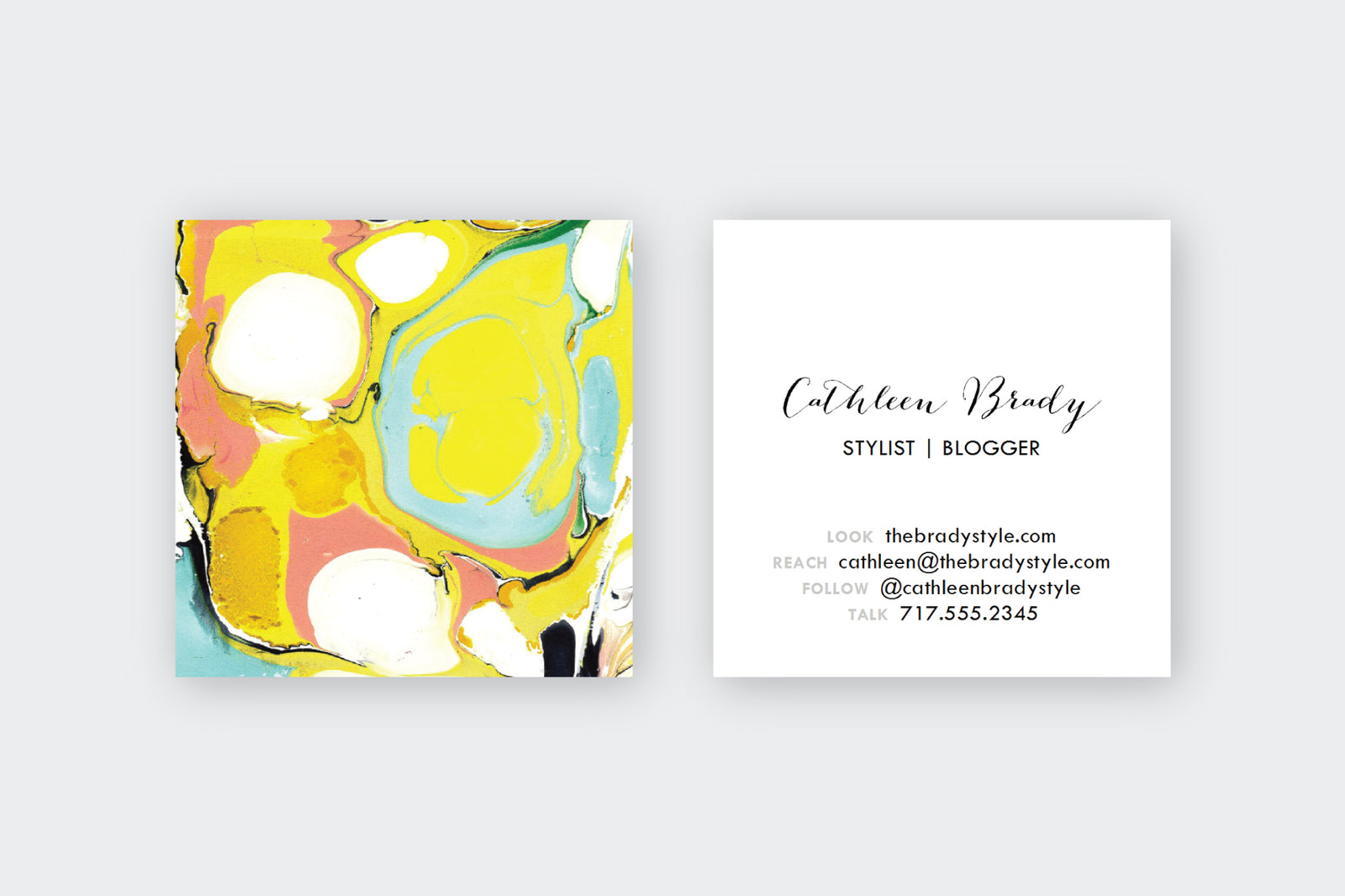 PSYCHEDELIC Aqua|Chartreuse Marble Calling Cards