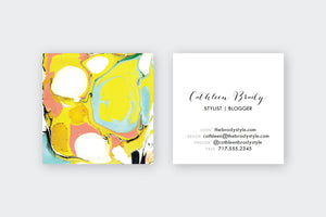PSYCHEDELIC Aqua|Chartreuse Marble Calling Cards