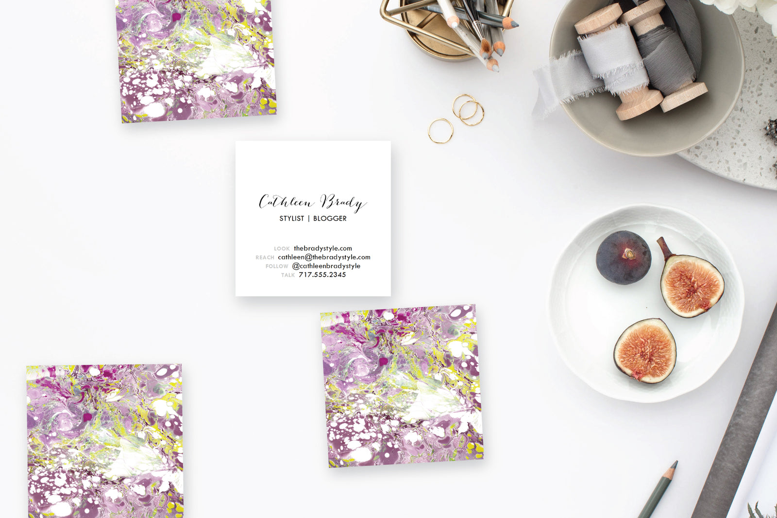 Magenta|Purple|Violet Marble Calling Cards