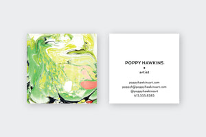 Green|Chartreuse|Coral Marble Calling Cards
