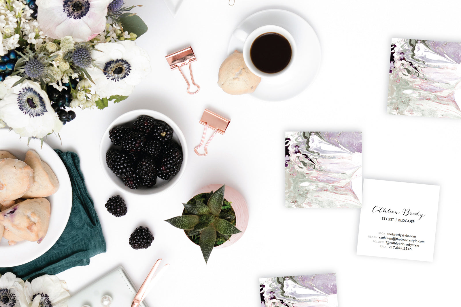 WILD Grey|Green|Aubergine Marble Calling Cards