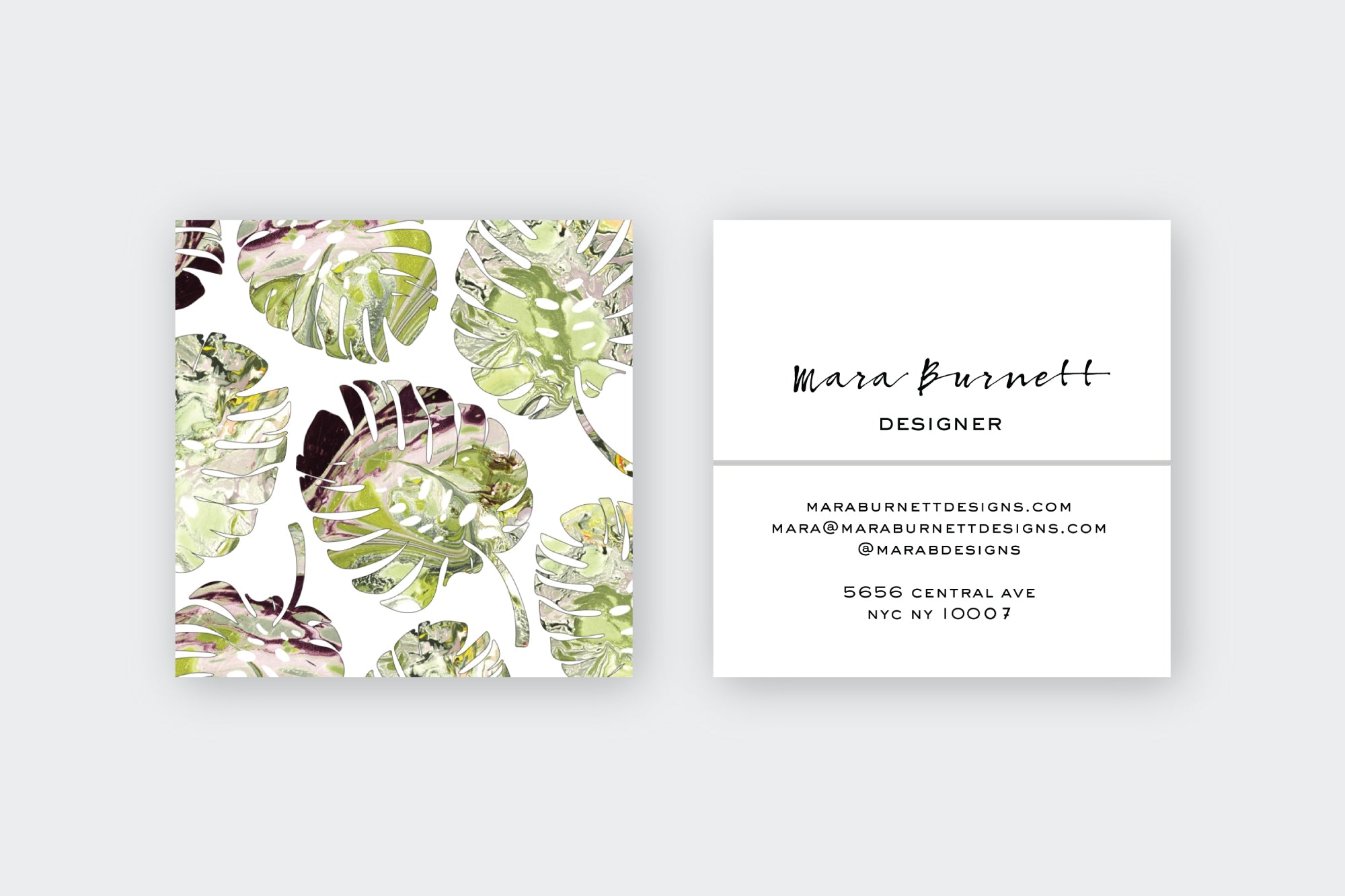 Monstera Leaf Marble Calling Cards
