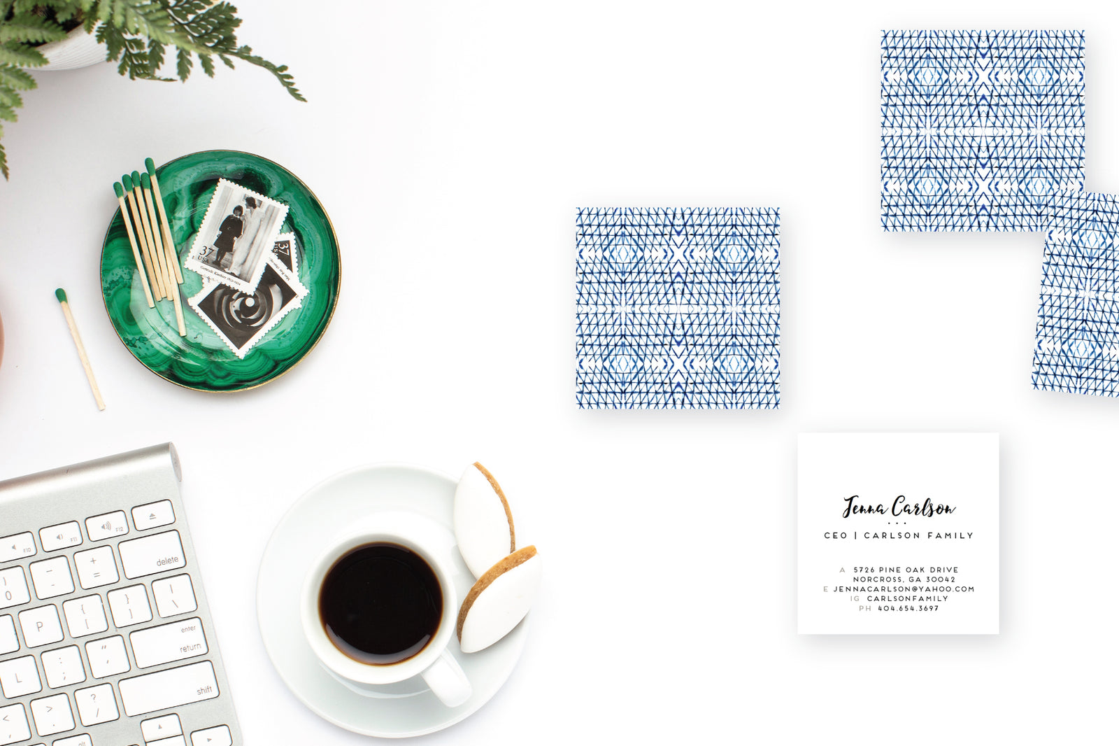 Shibori Diamond Pattern Calling Cards