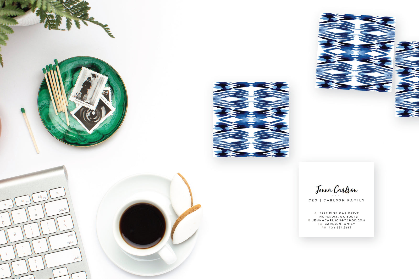 Shibori Herringbone Pattern Calling Cards