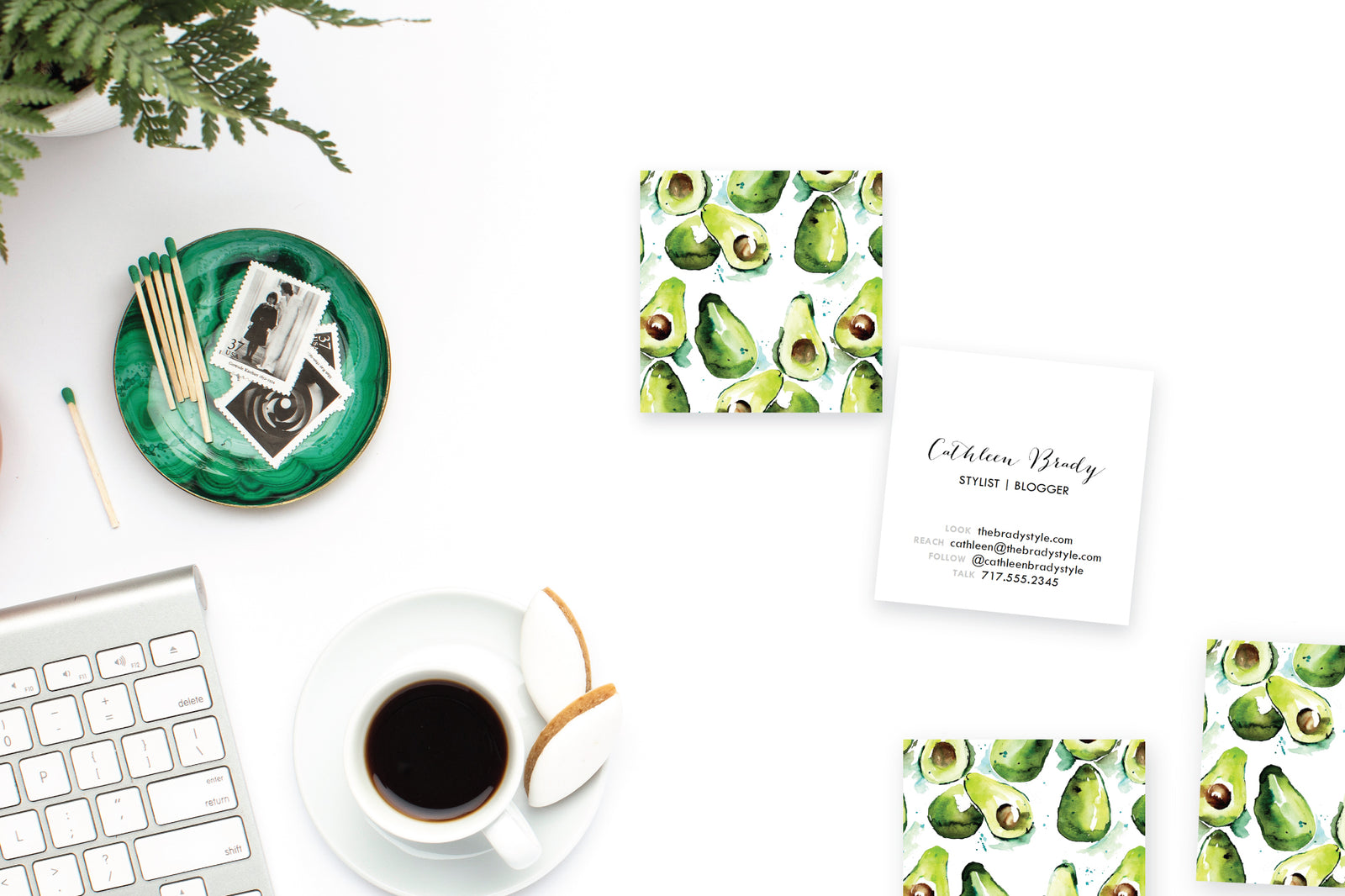 Watercolor Avocado Calling Cards