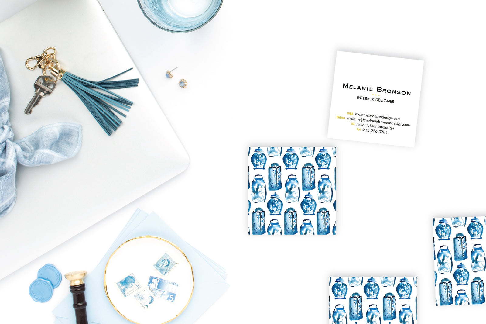 Watercolor Ginger Jar Calling Cards