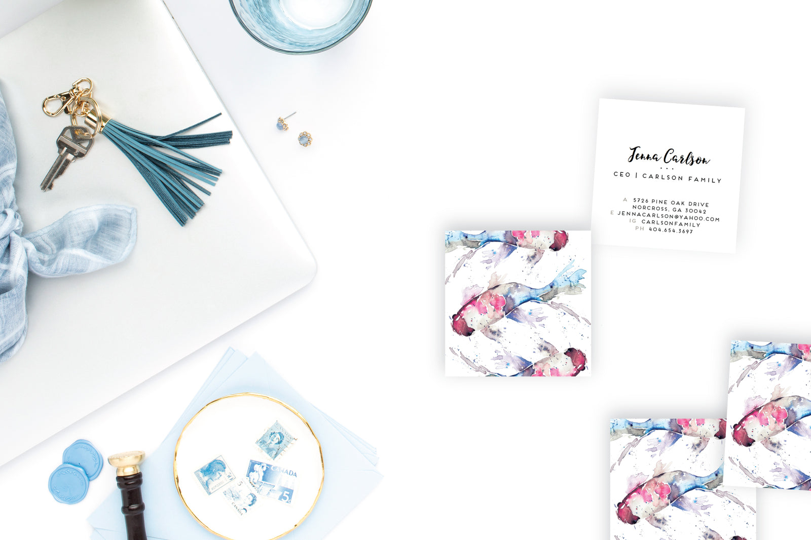 Watercolor Koi Fish Calling Cards