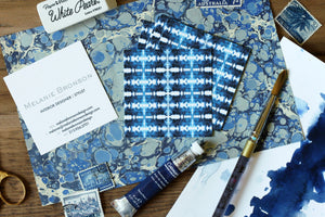shibori indigo square calling cards bloggers interior designers by pixelimpress