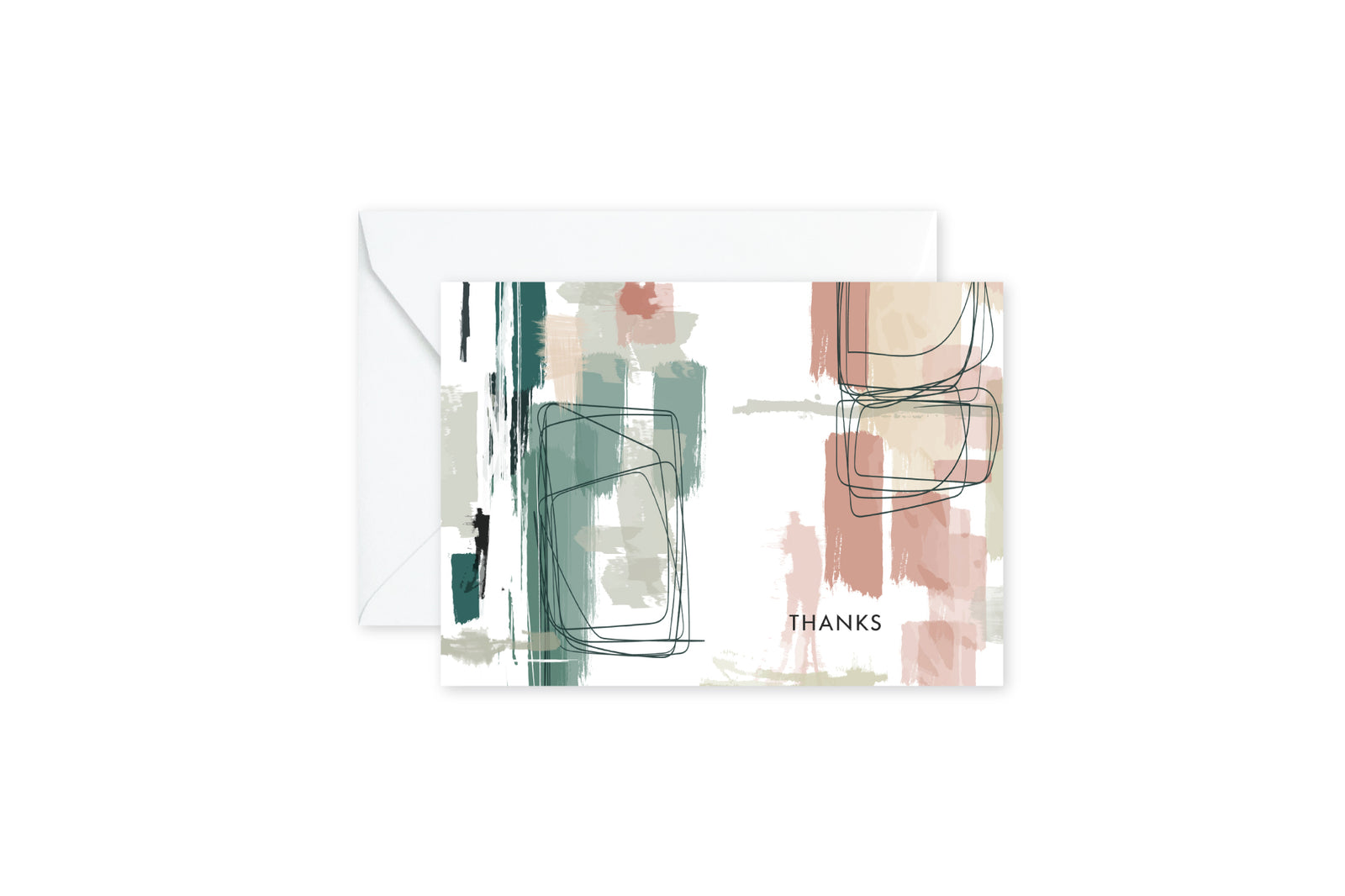 Sage Coral Abstract Notecards