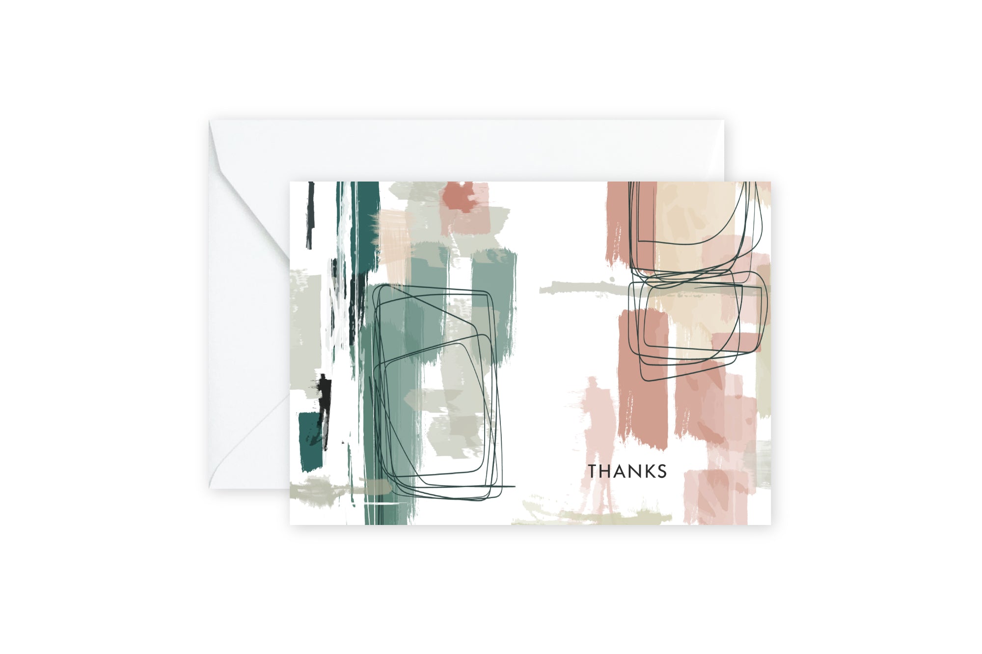Sage Coral Abstract Notecards