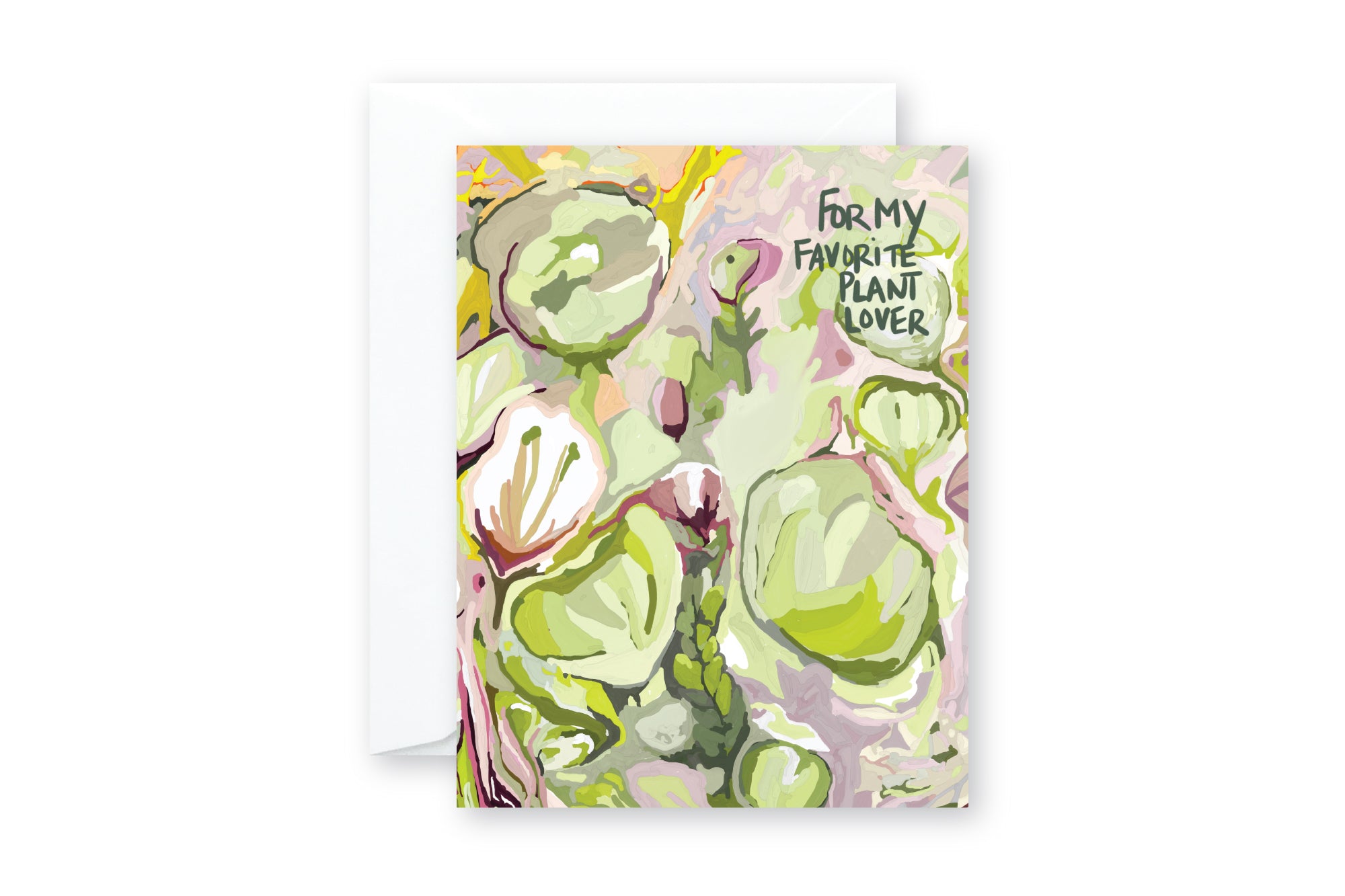 PLANT LOVER Chartreuse Floral Abstract GREETING CARD