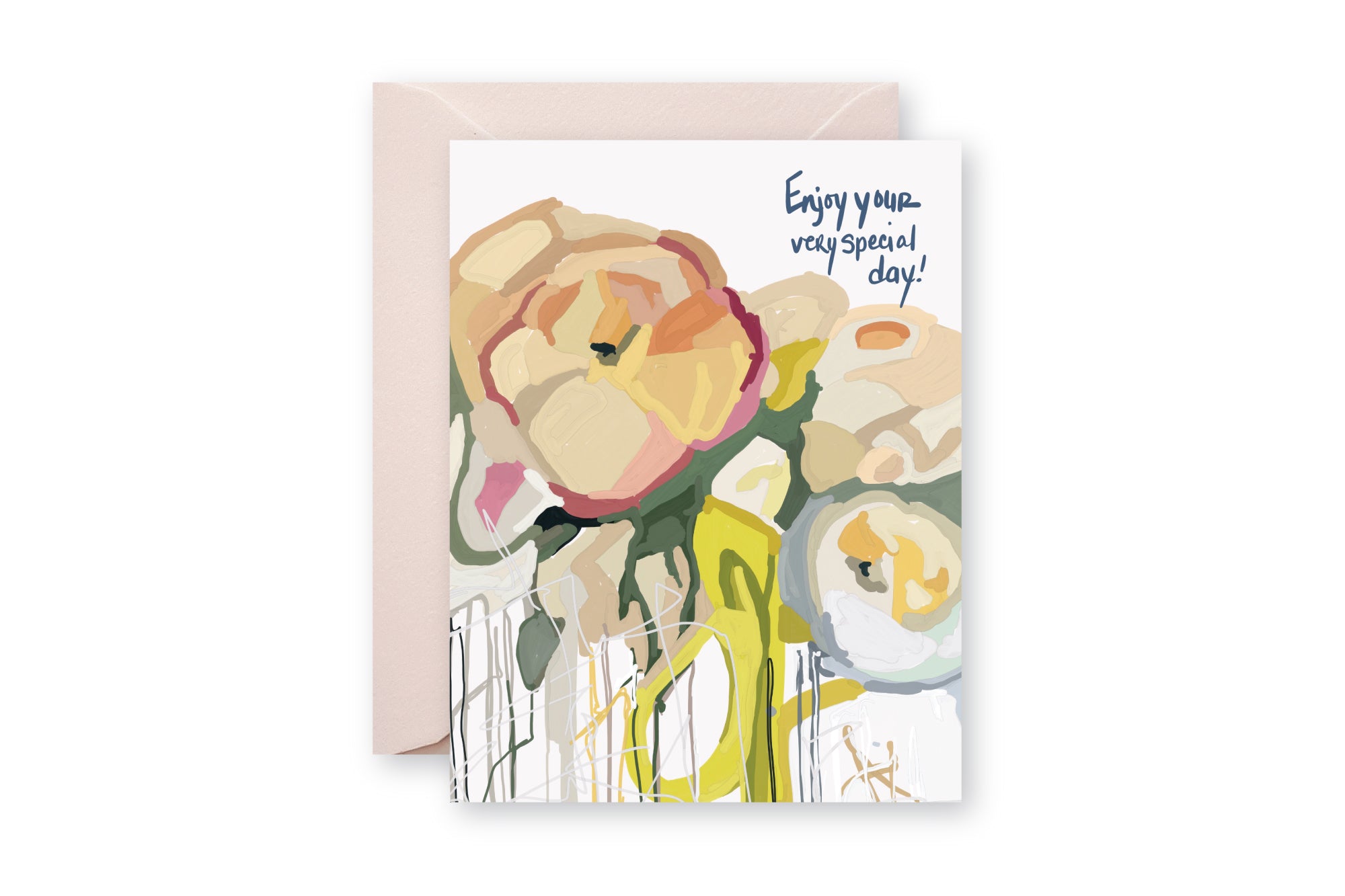 Greeting Card with abstract painted floral bouquet.
