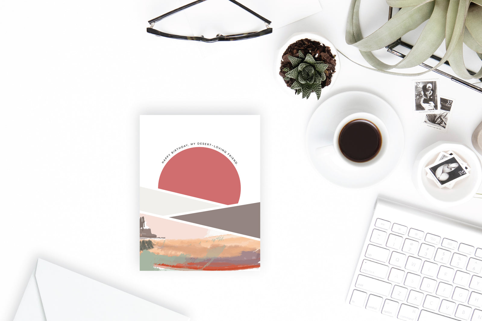 HAPPY BIRTHDAY,DESERT-LOVING FRIEND. Birthday Desert Mod Greeting Card