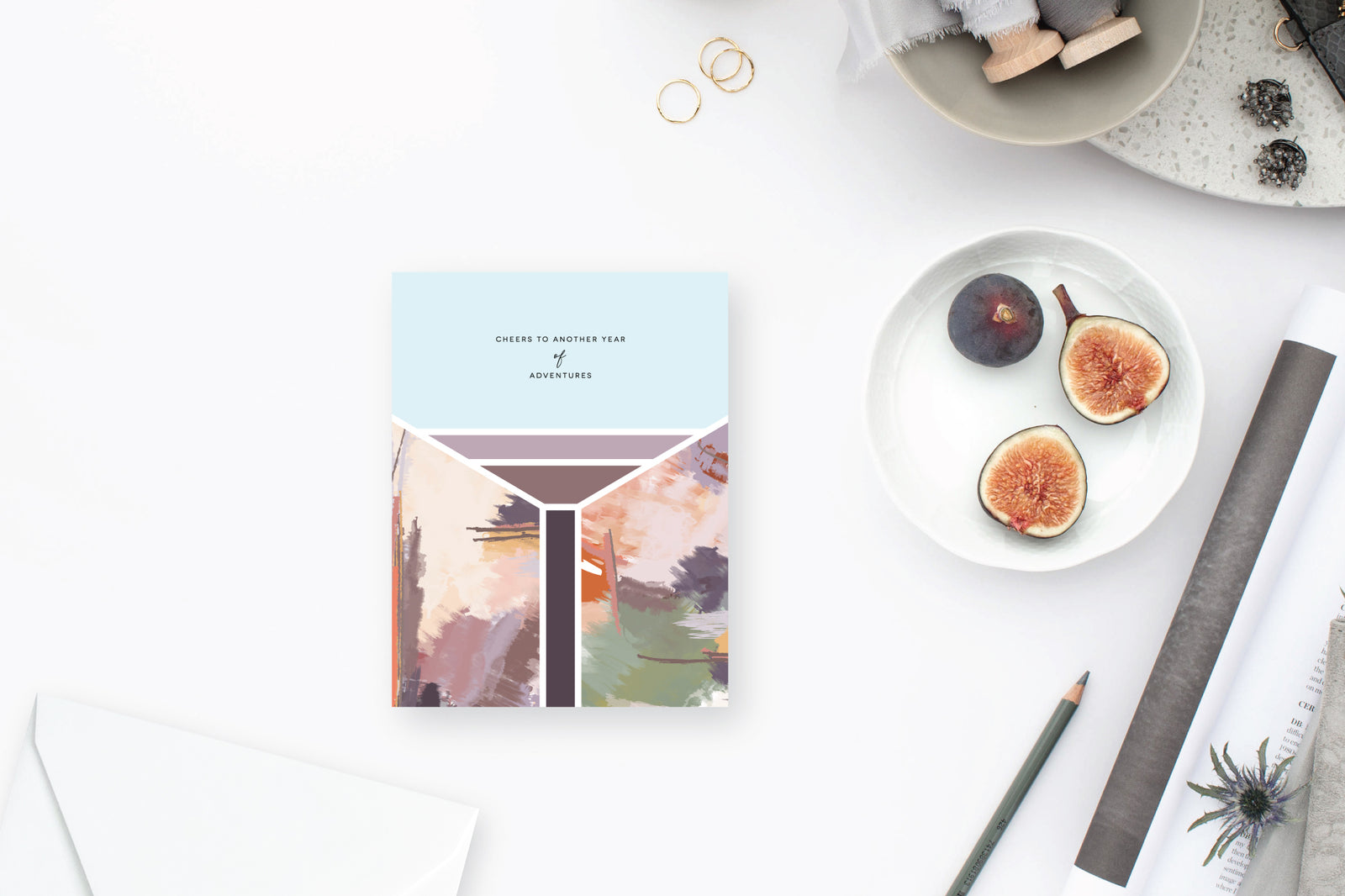 CHEERS TO ANOTHER YEAR of  ADVENTURES Desert Mod Greeting Card