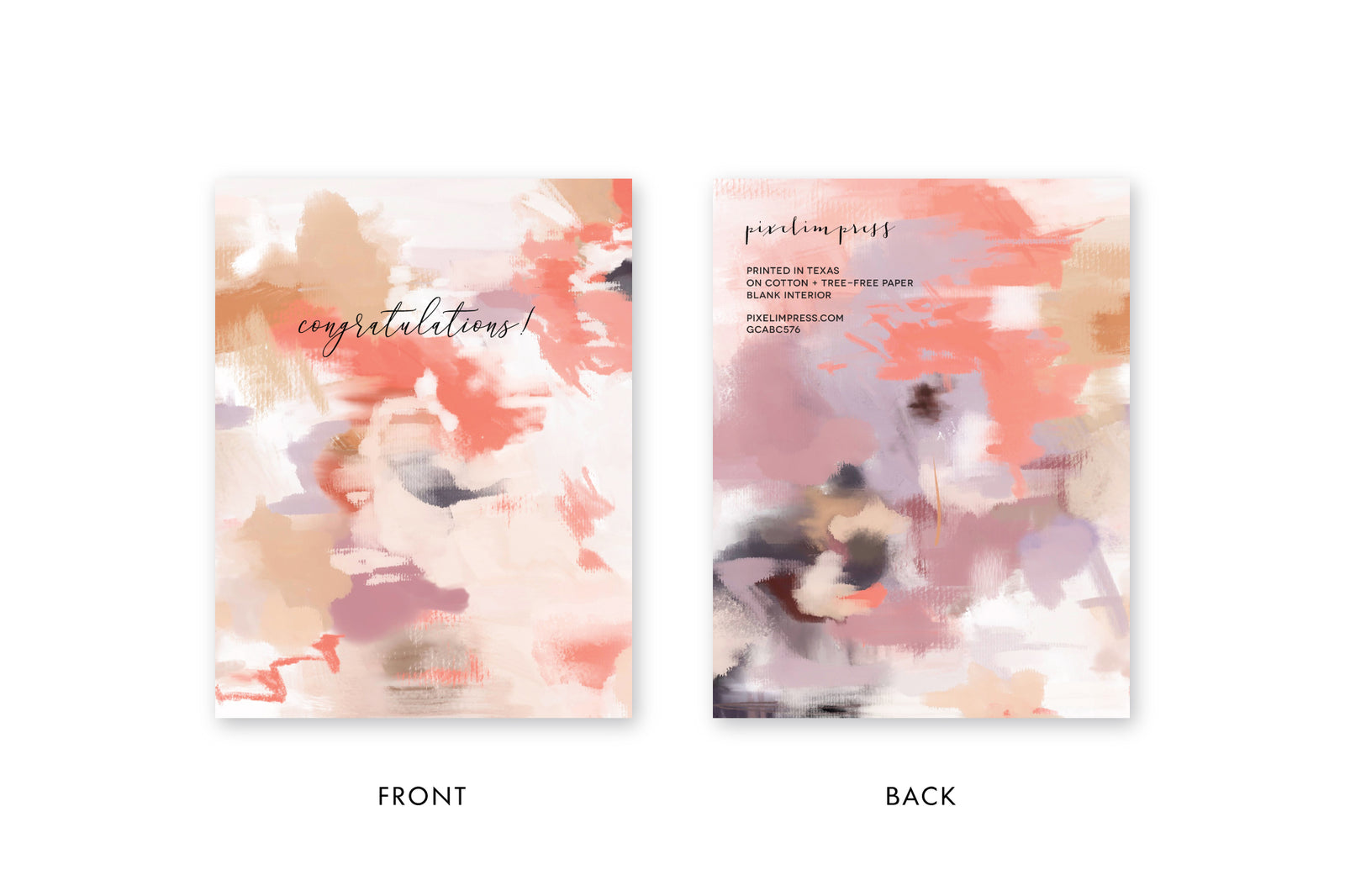 CONGRATULATIONS Coral Purples Abstract GREETING CARD