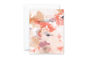 CONGRATULATIONS Coral Purples Abstract GREETING CARD