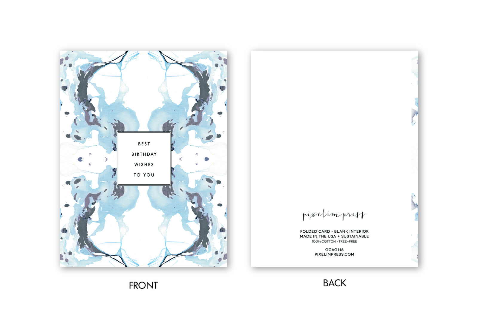 BEST BIRTHDAY WISHES Tiled Grey Blue Marble Card