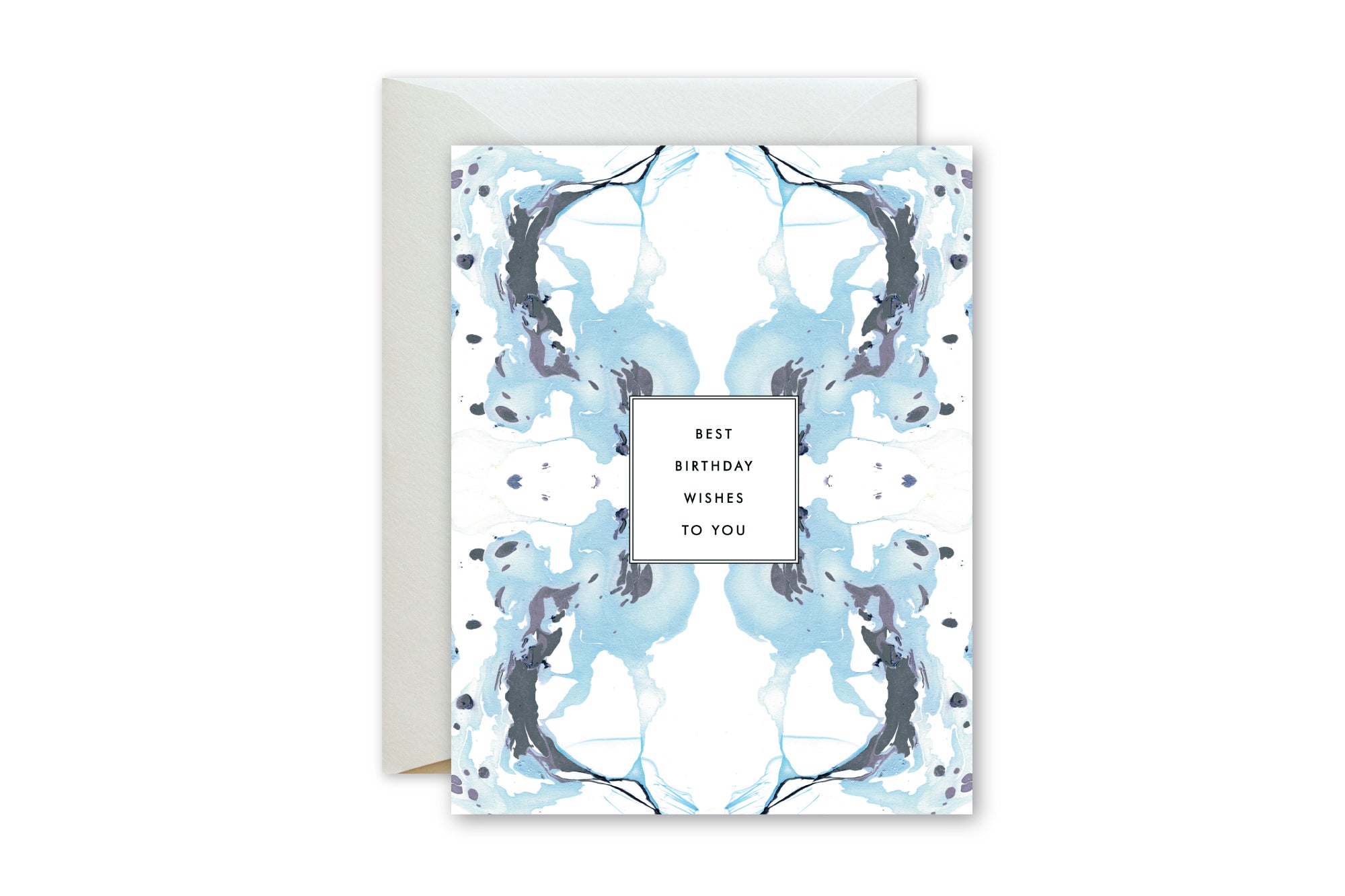 BEST BIRTHDAY WISHES Tiled Grey Blue Marble Card